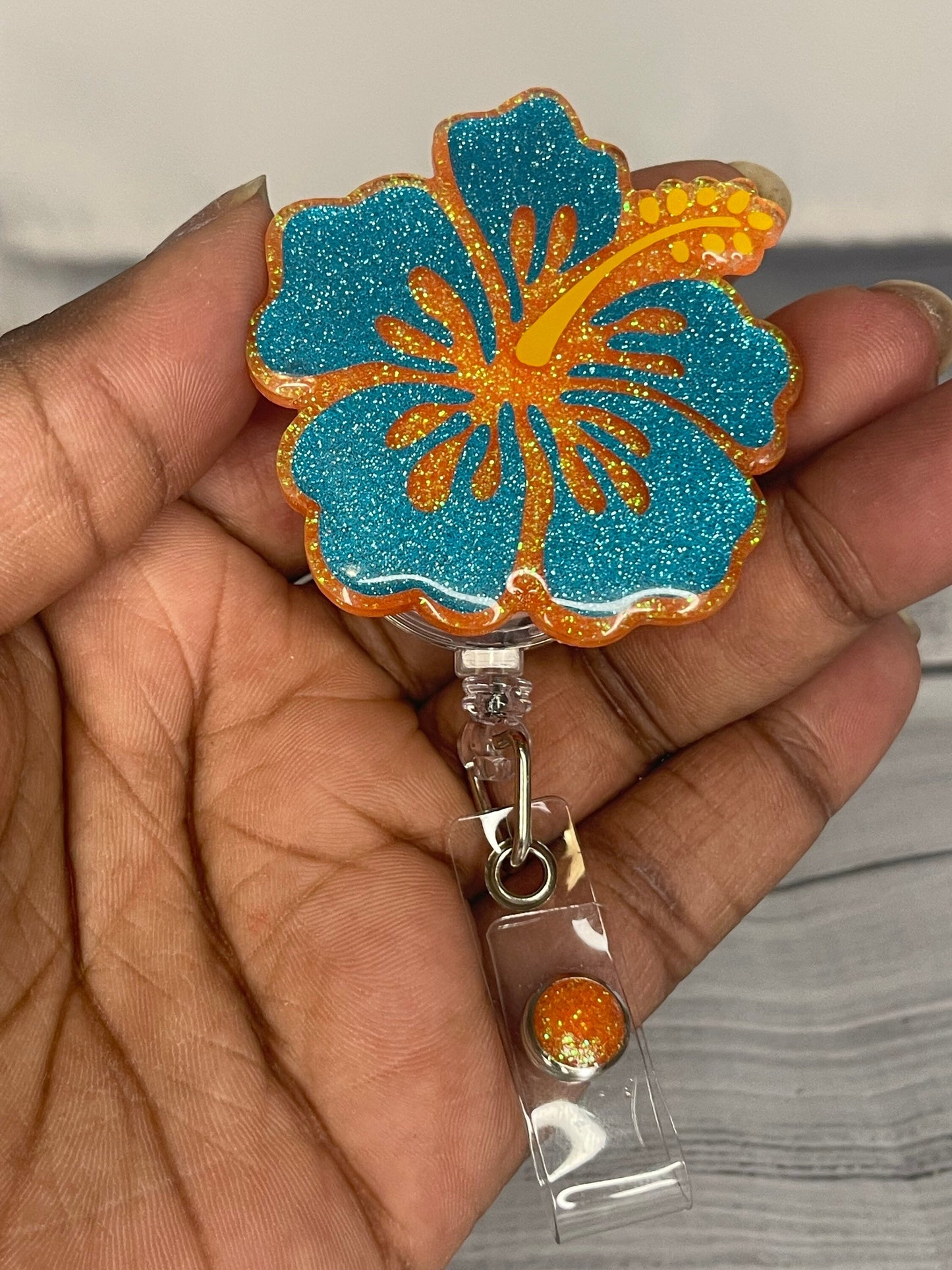 Hibiscus Hawaiian Flower Retractable Badge Reel