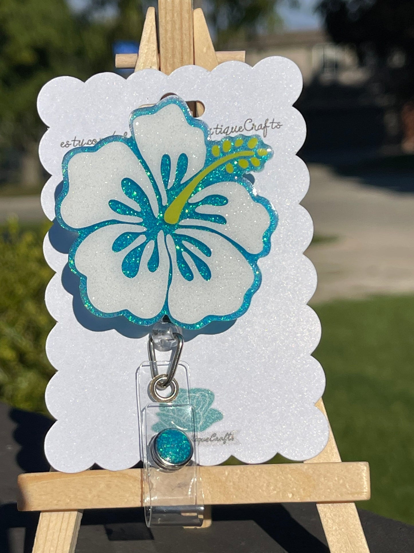 Hibiscus Flower Retractable Badge Reel, Flower ID Holder, Spring, Hawaiian Flowers, Summer Fun, RN Name Tag Holder