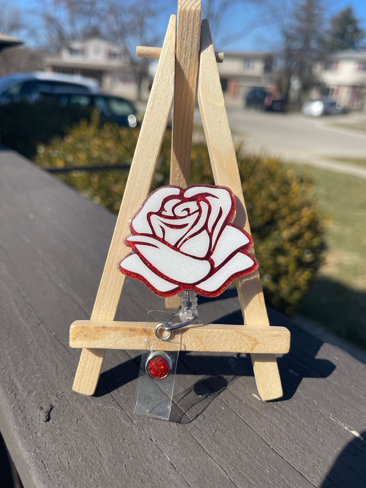 Rose Retractable Badge Reel, Spring time, Key Card Holder, RN ID Holder, Flower, Spring Accessories, Summertime, Medical Gift