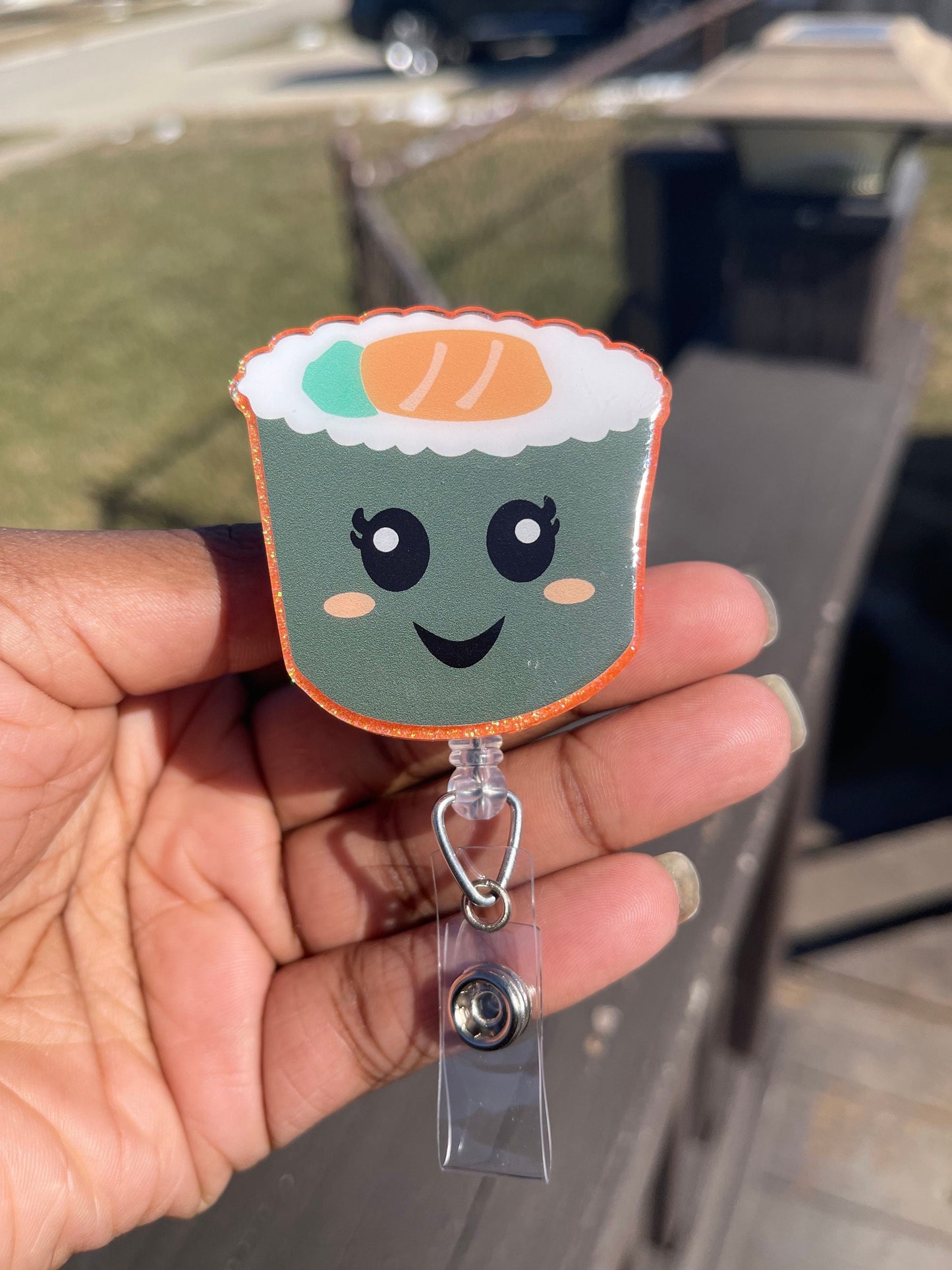 Sushi Roll Retractable Badge Reel, Food Badge Reel