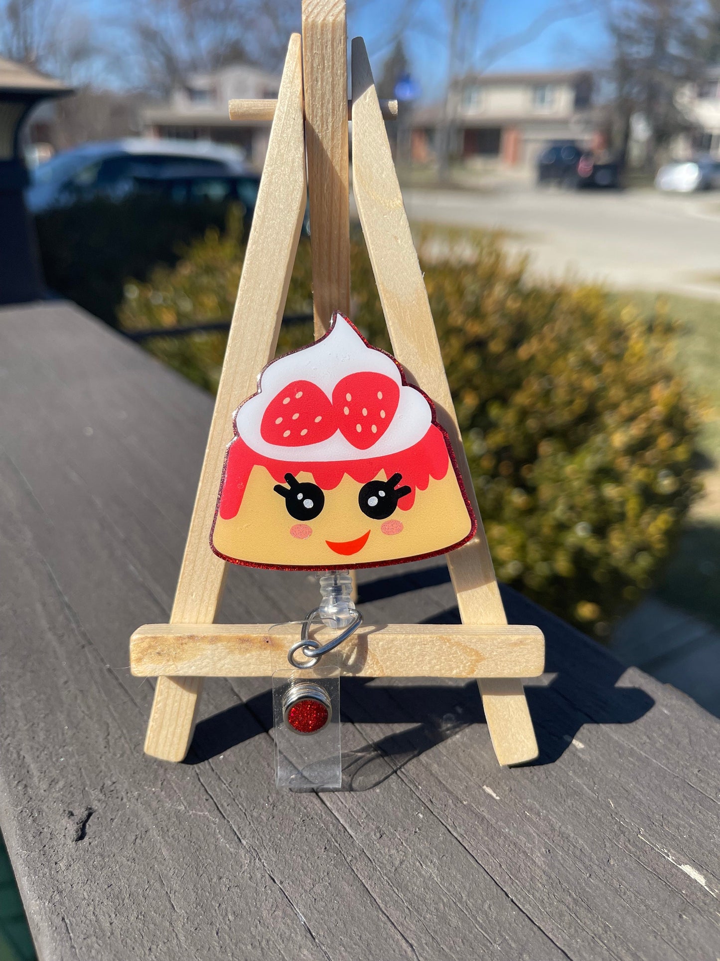 Strawberry Shortcake Badge Reel, Kawaii Food Badge Reel, RN ID Holder, Food Accessories