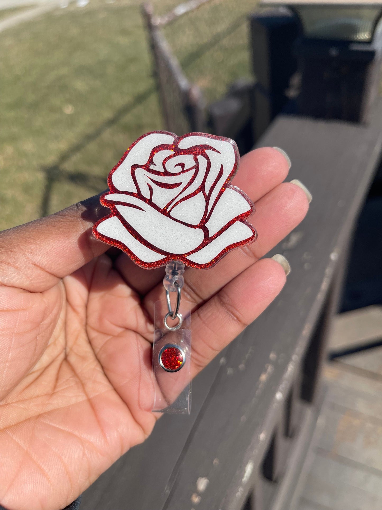 Rose Retractable Badge Reel, Spring time, Key Card Holder, RN ID Holder, Flower, Spring Accessories, Summertime, Medical Gift