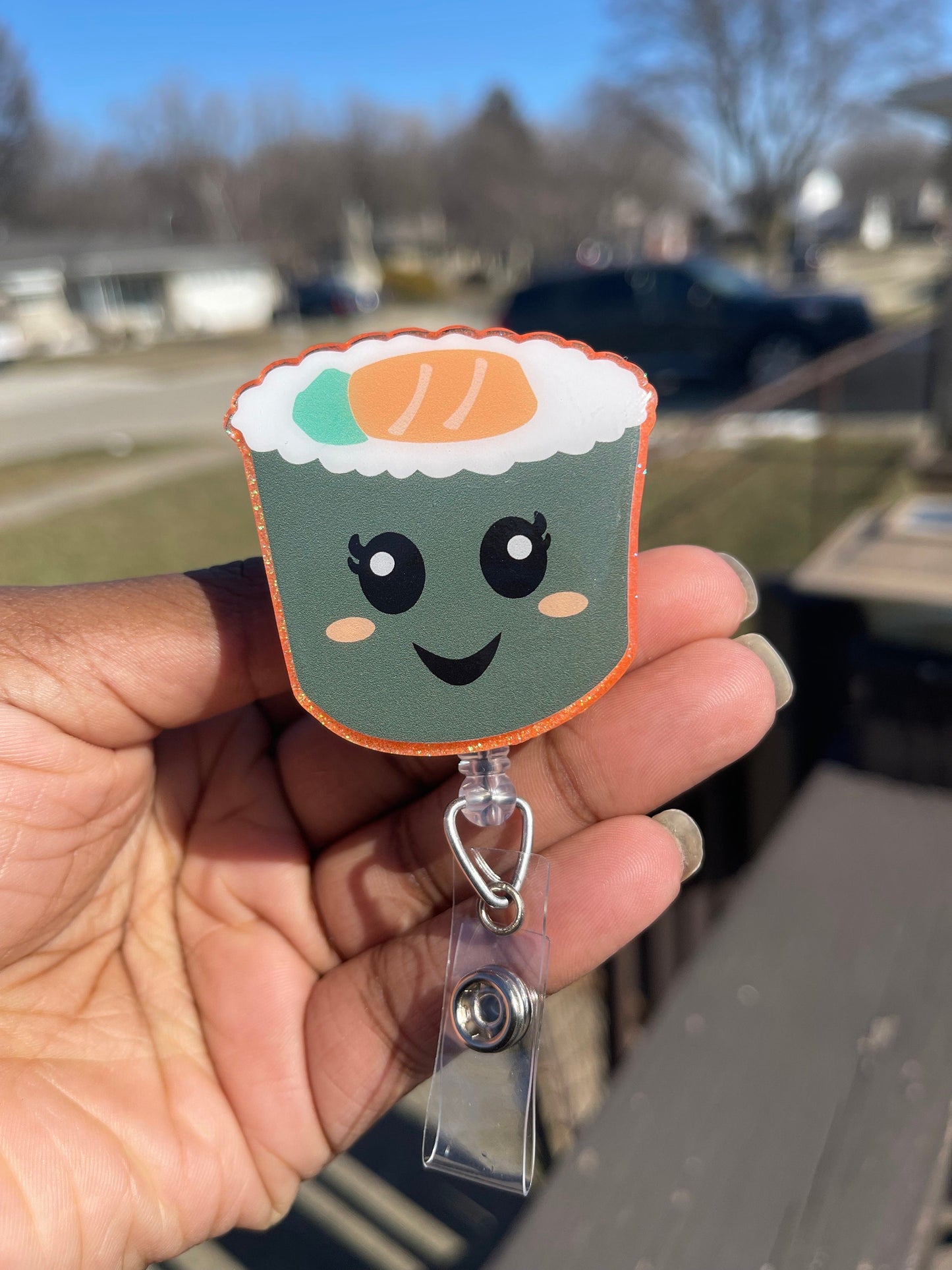 Sushi Roll Retractable Badge Reel, Food Badge Reel