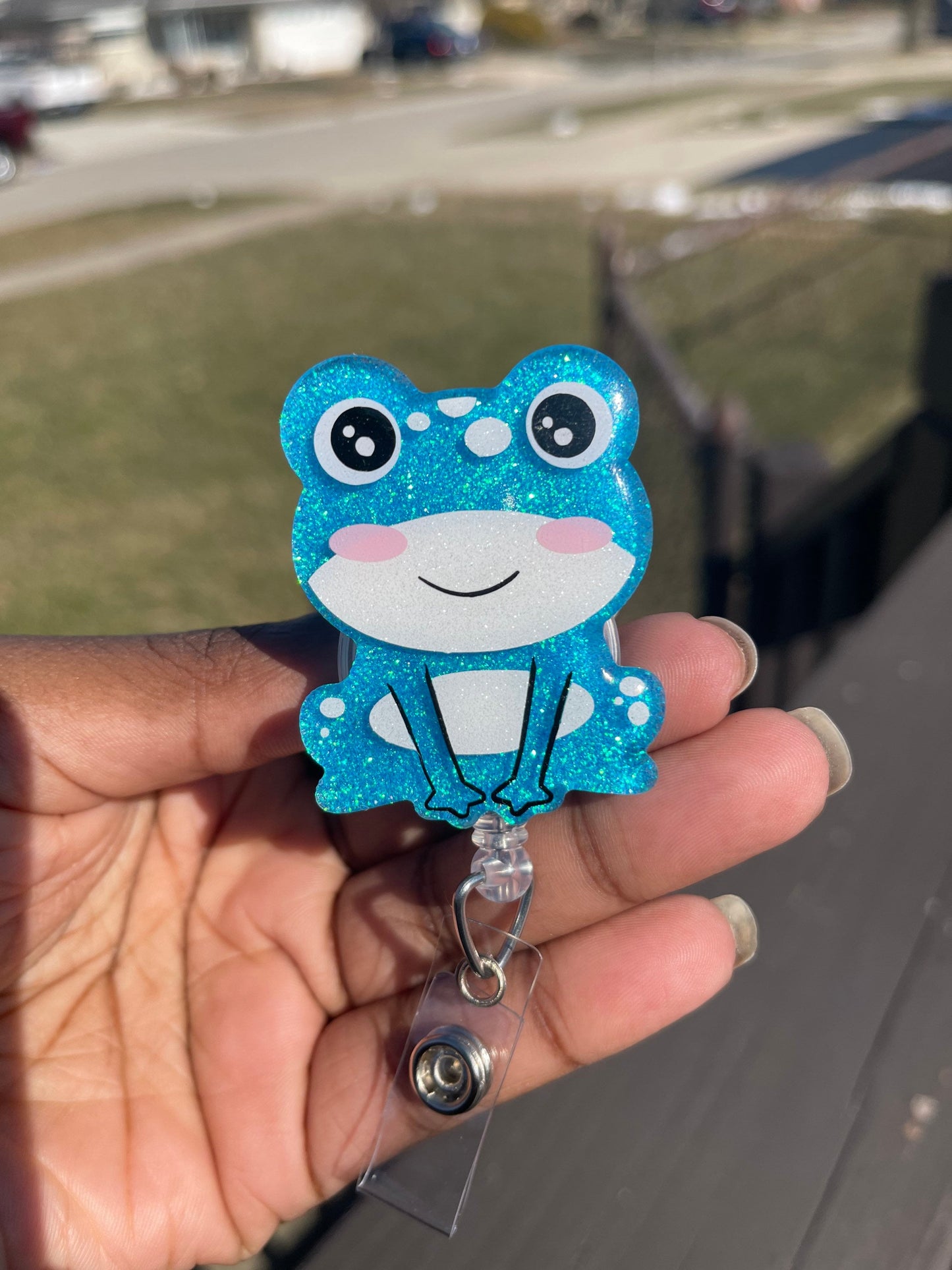 Sitting Frog Retractable Badge Reel