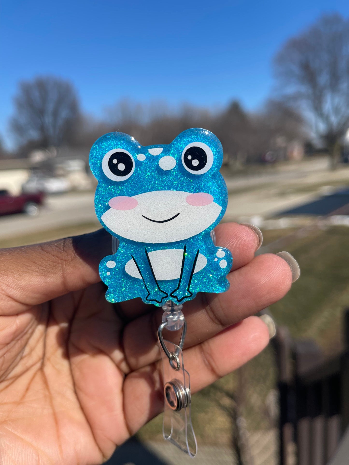 Sitting Frog Retractable Badge Reel