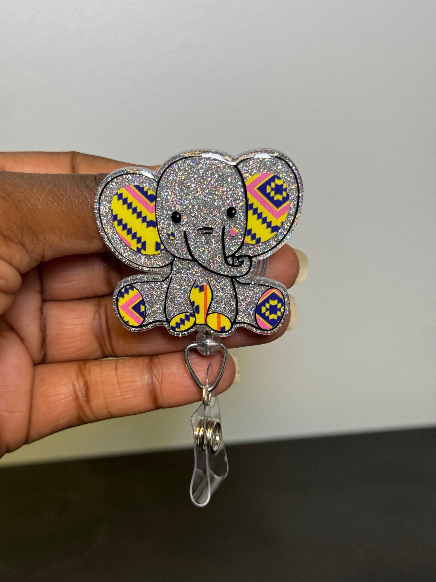 Sitting Elephant Retractable Badge Reel