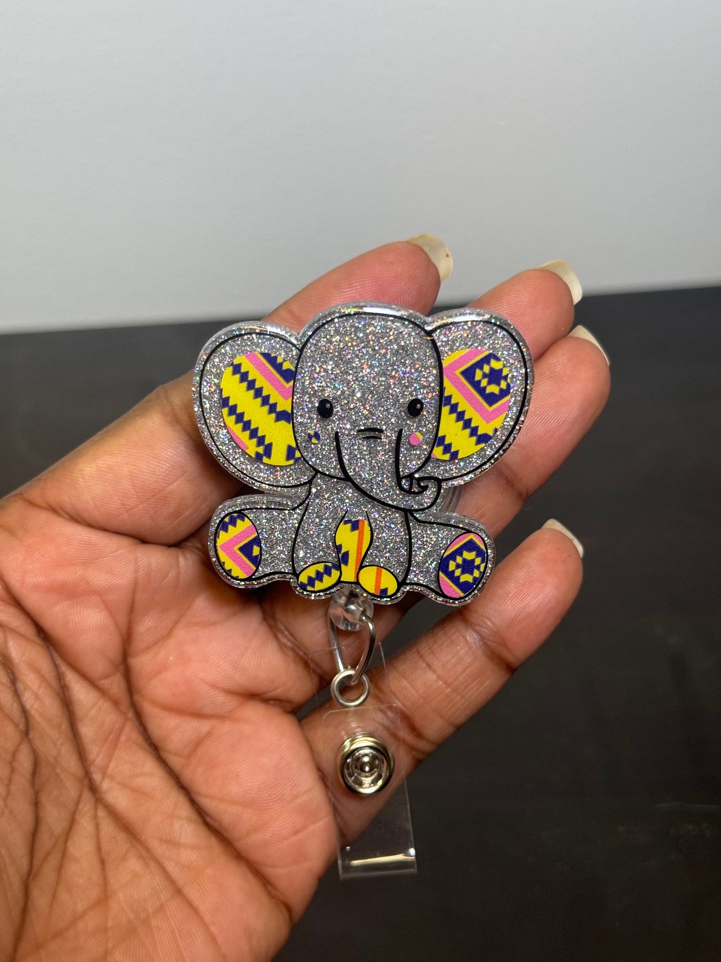 Sitting Elephant Retractable Badge Reel