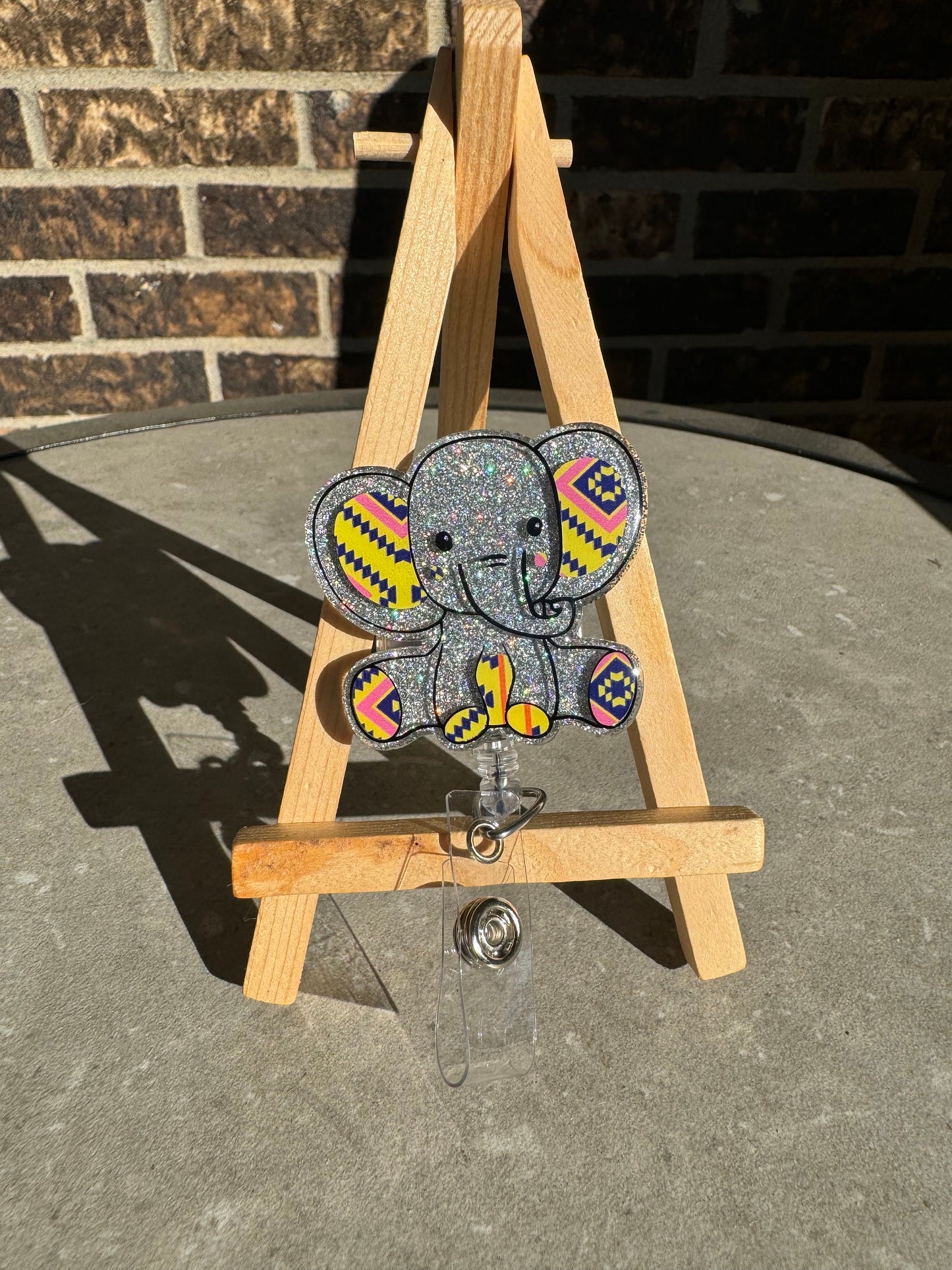 Sitting Elephant Retractable Badge Reel