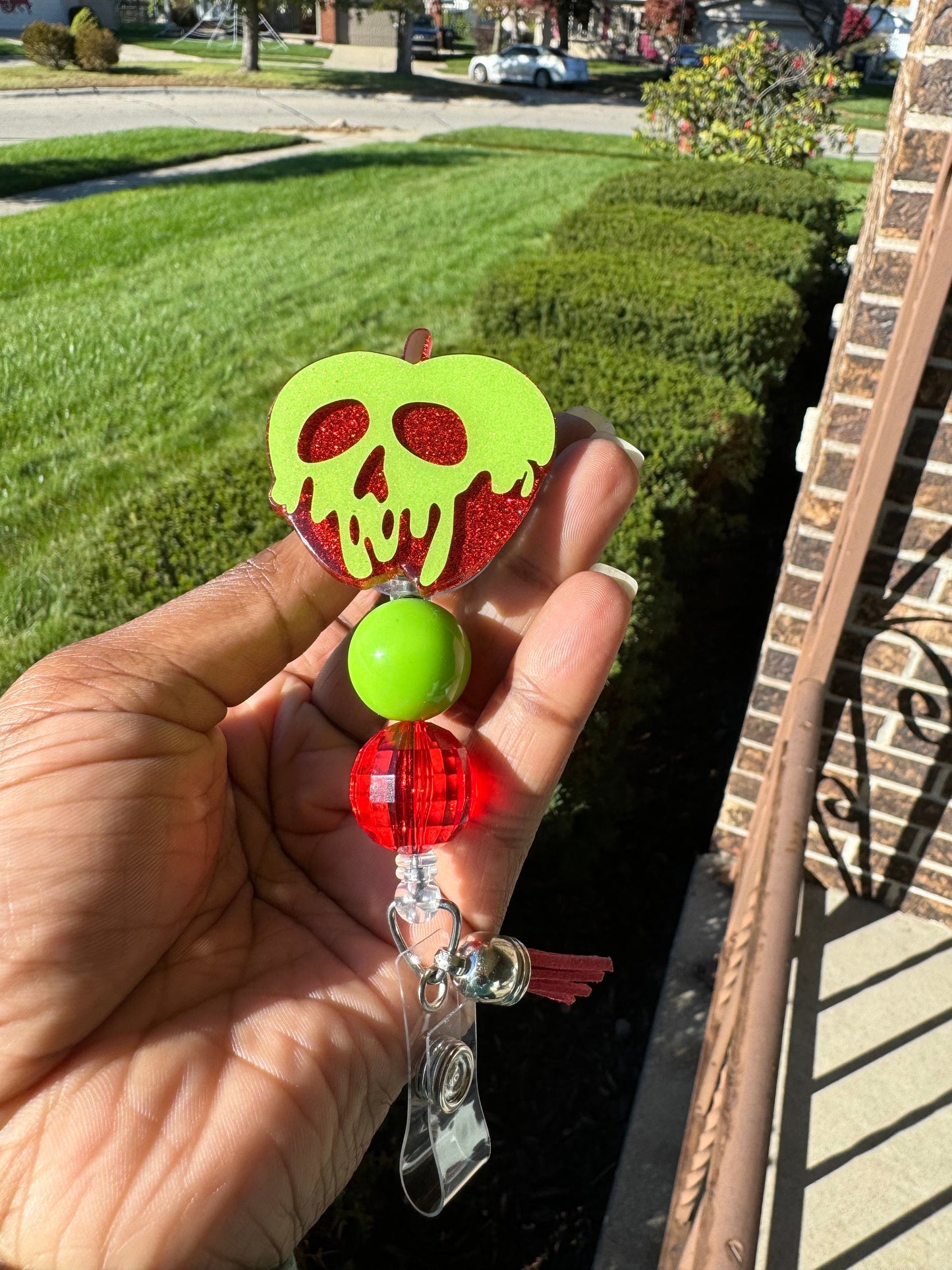 Poison Apple Retractable Badge Reel, Cartoon ID Holder,