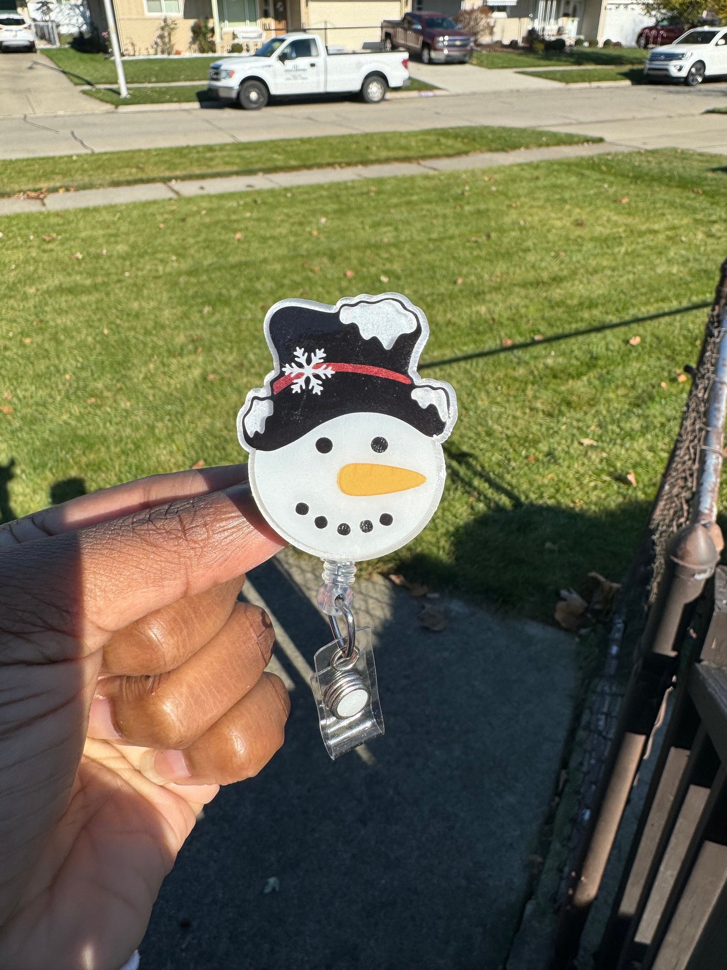 Snowman badge reel