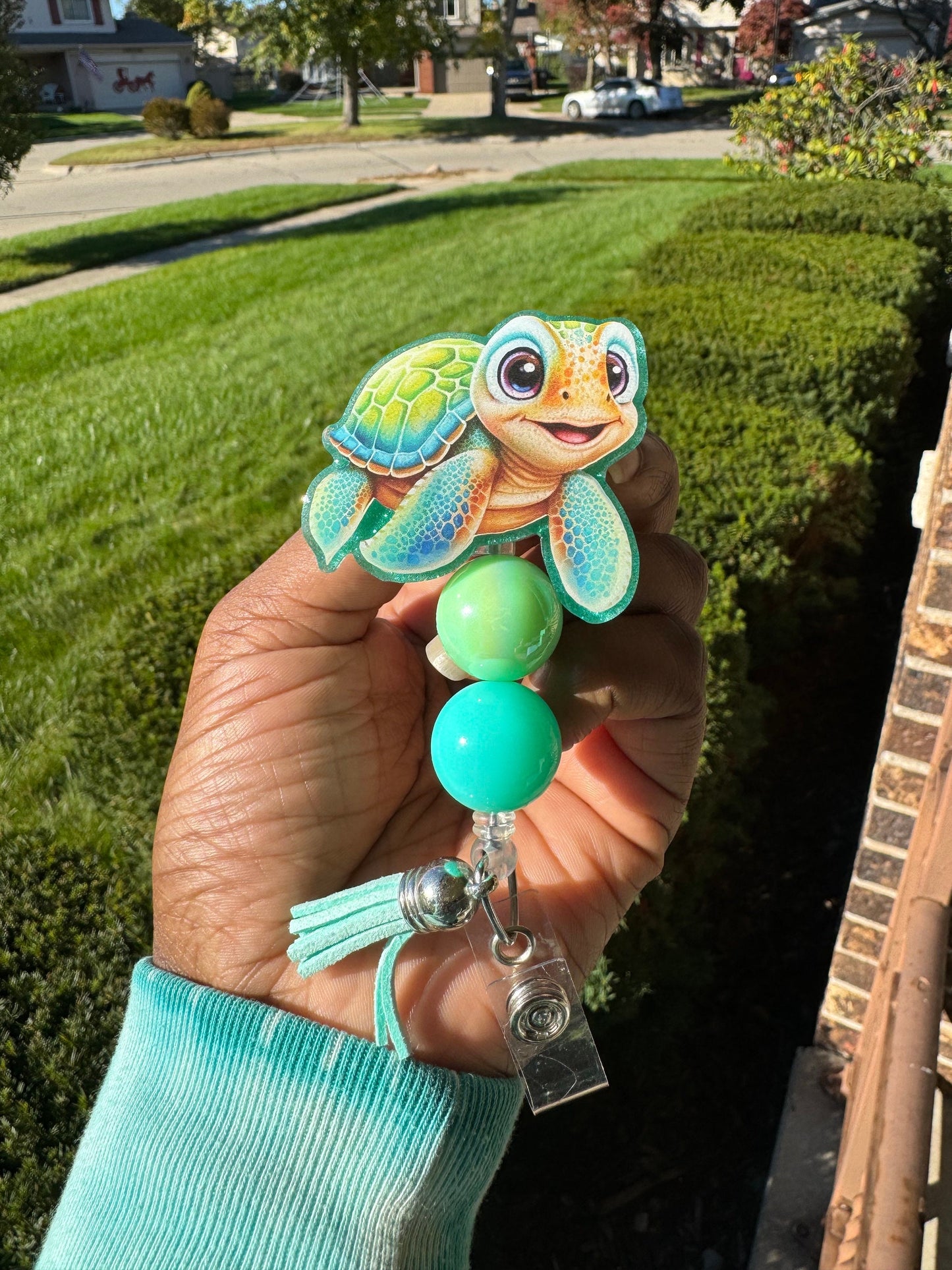 Sea Turtle Retractable Badge Reel, Cute ID Holder, RN Key Card Holder, Animal Badge Reel