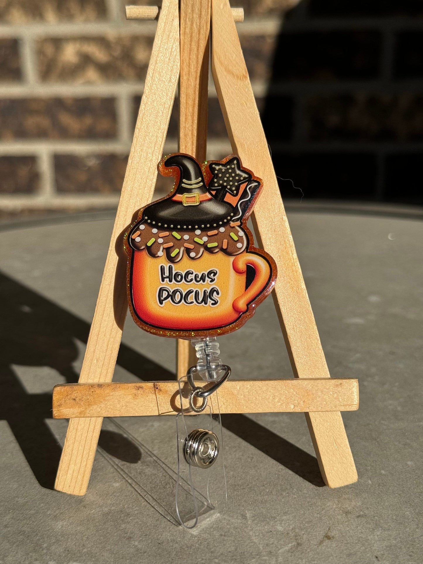 Hocus Pocus Mug Retractable Badge reel, Nurse ID Holder, RN Badge Holder, Badge Accessories, Halloween Badge Reel