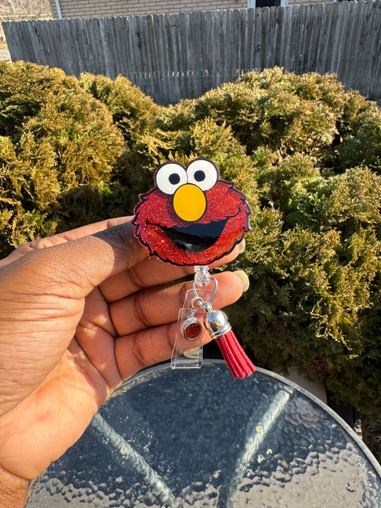 Red Huggie Monster Retractable Badge Reel
