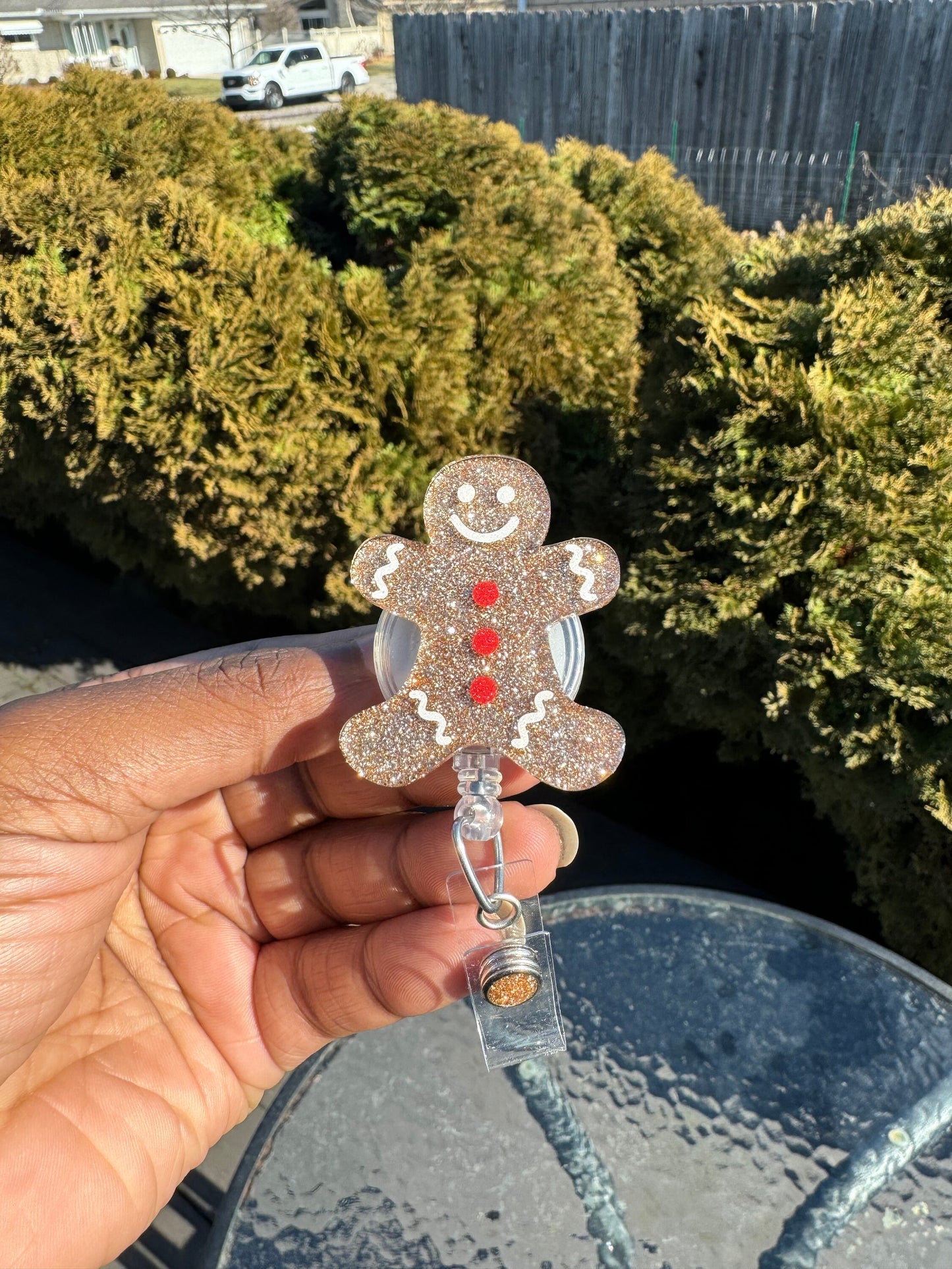 GingerBread Retractable Badge Reel| Christmas ID Holder| Winter Nurse Badge Holder, Medical Gift