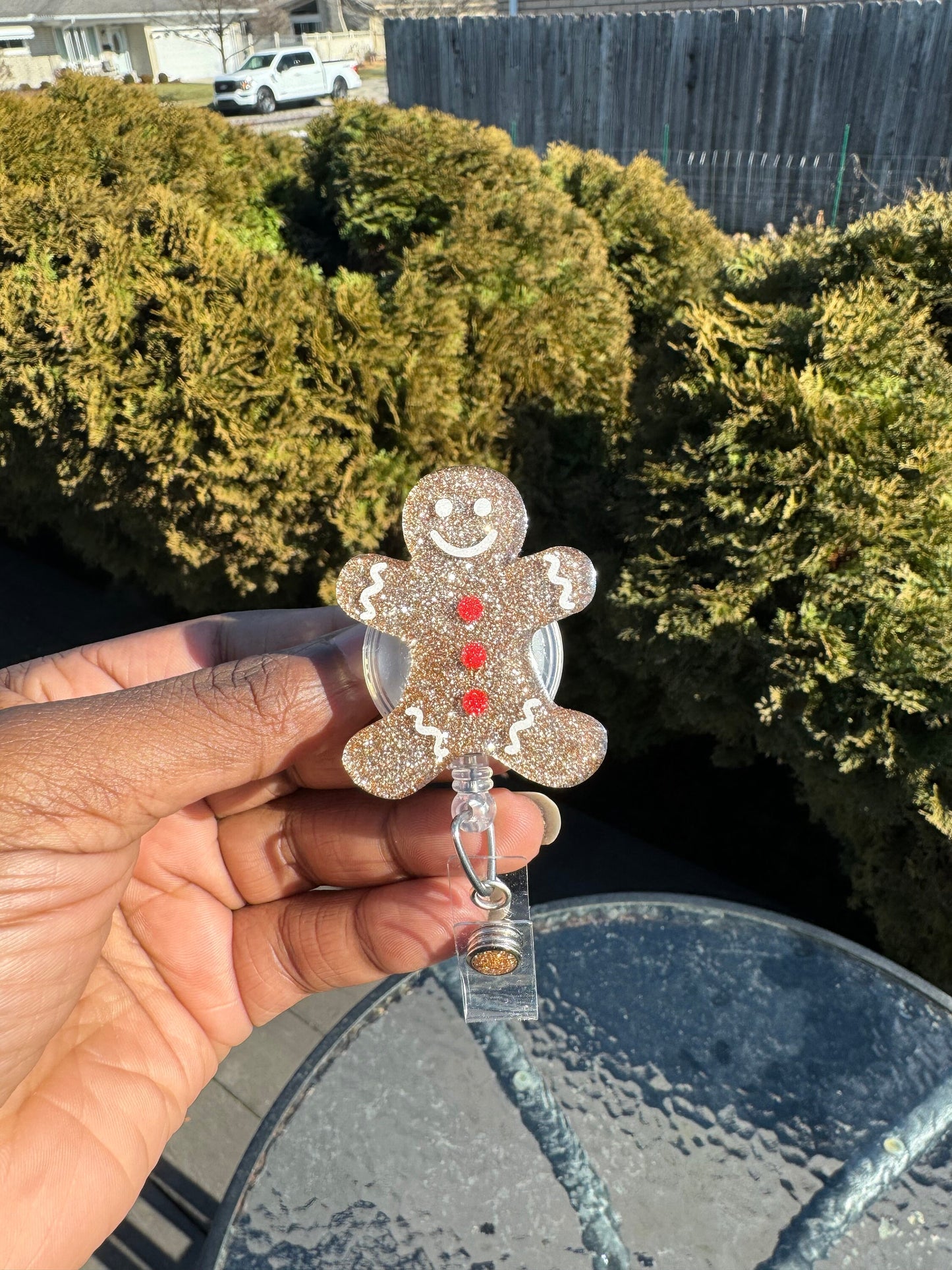 GingerBread Retractable Badge Reel| Christmas ID Holder| Winter Nurse Badge Holder, Medical Gift