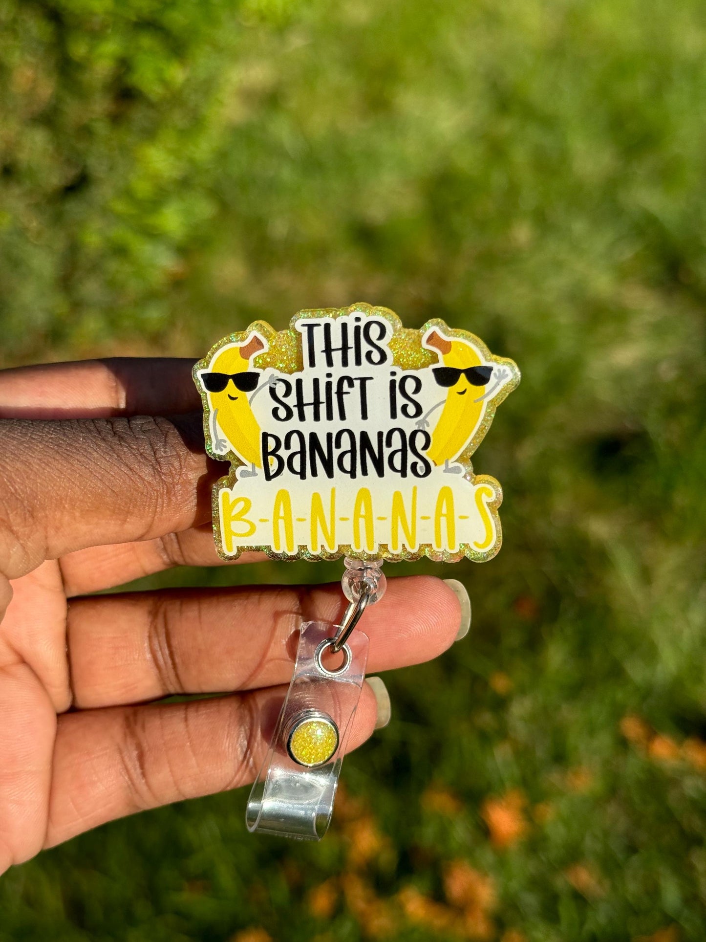 Shift is Bananas Retractable Badge Reel, Nurse ID Badge Holder, Shift Work,RN Key Card, Humor Badge Reel, Funny ID Holder