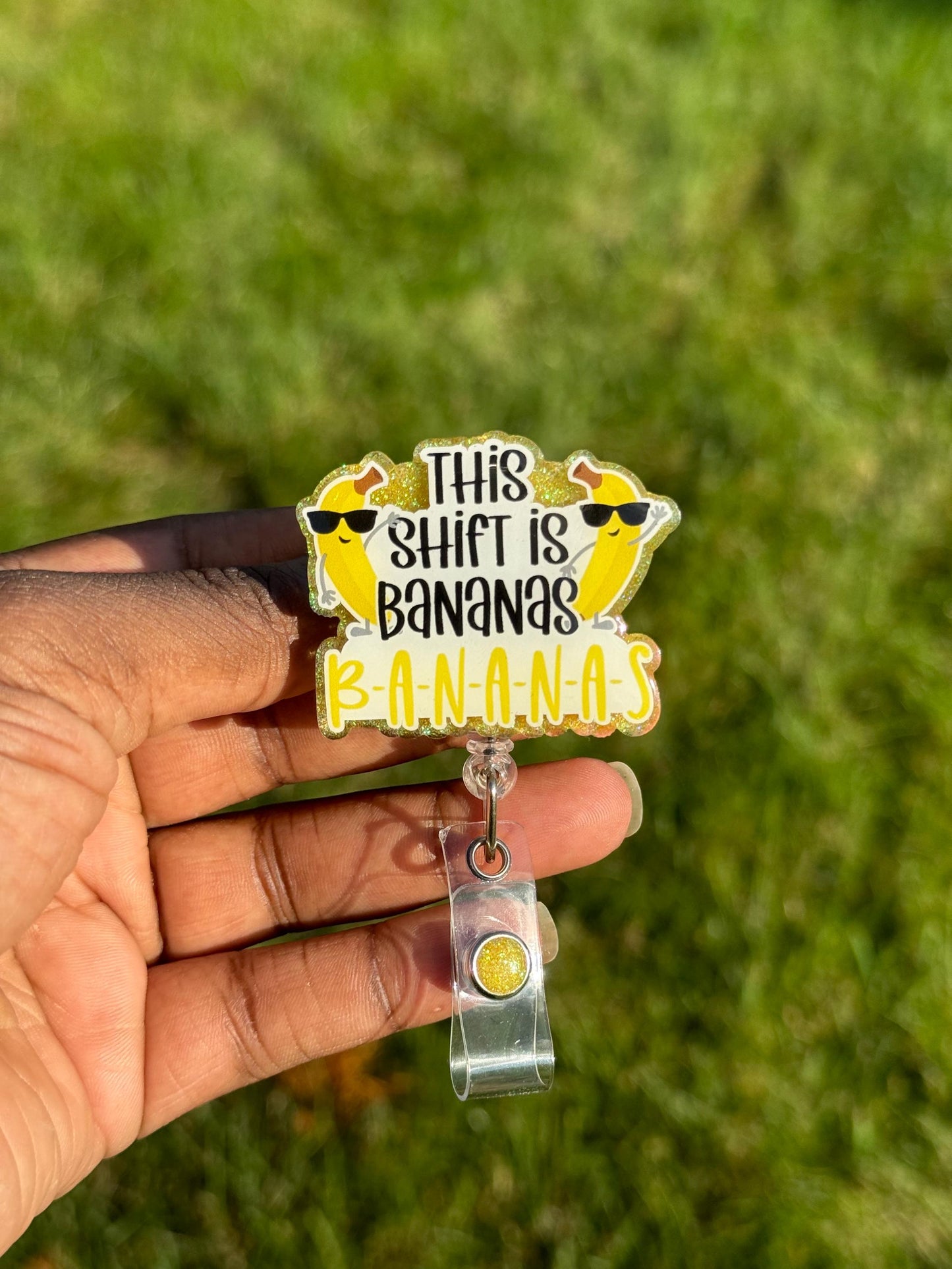 Shift is Bananas Retractable Badge Reel, Nurse ID Badge Holder, Shift Work,RN Key Card, Humor Badge Reel, Funny ID Holder