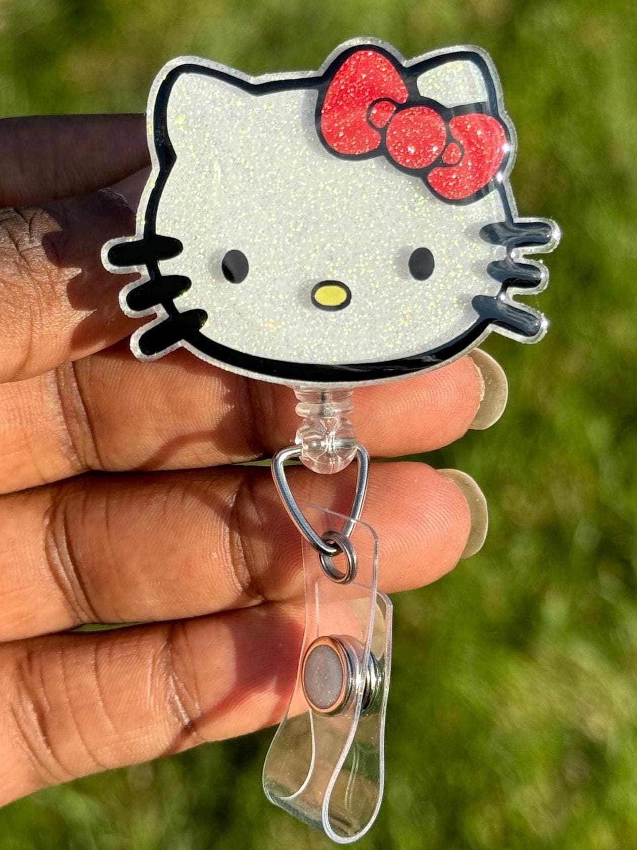 Kitty Head Retractable Badge Reel, HK badge reel, Cute ID Holder, Kawaii Key Card Holder, RN Badge Reel