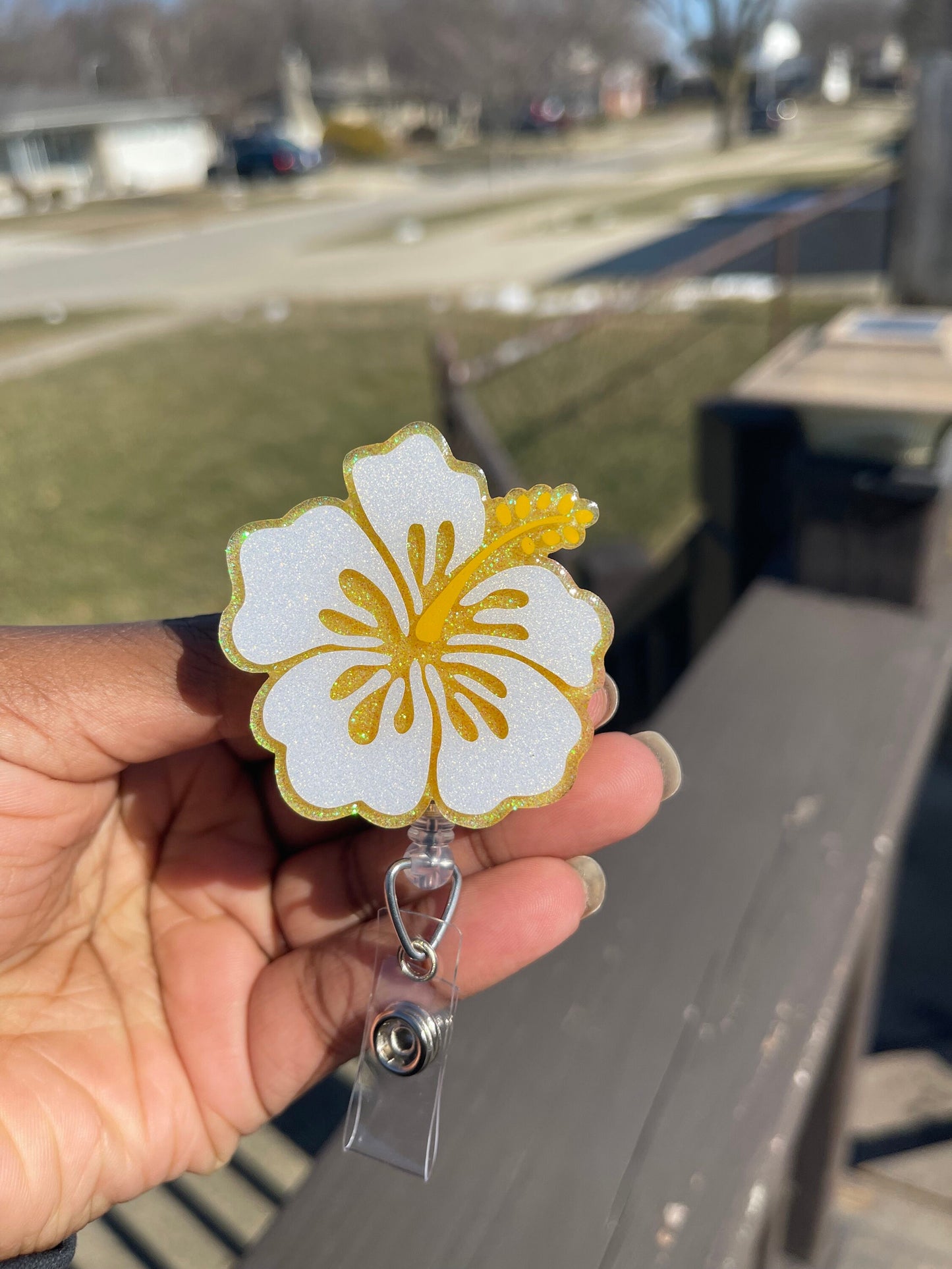 Hibiscus Flower Badge Reel