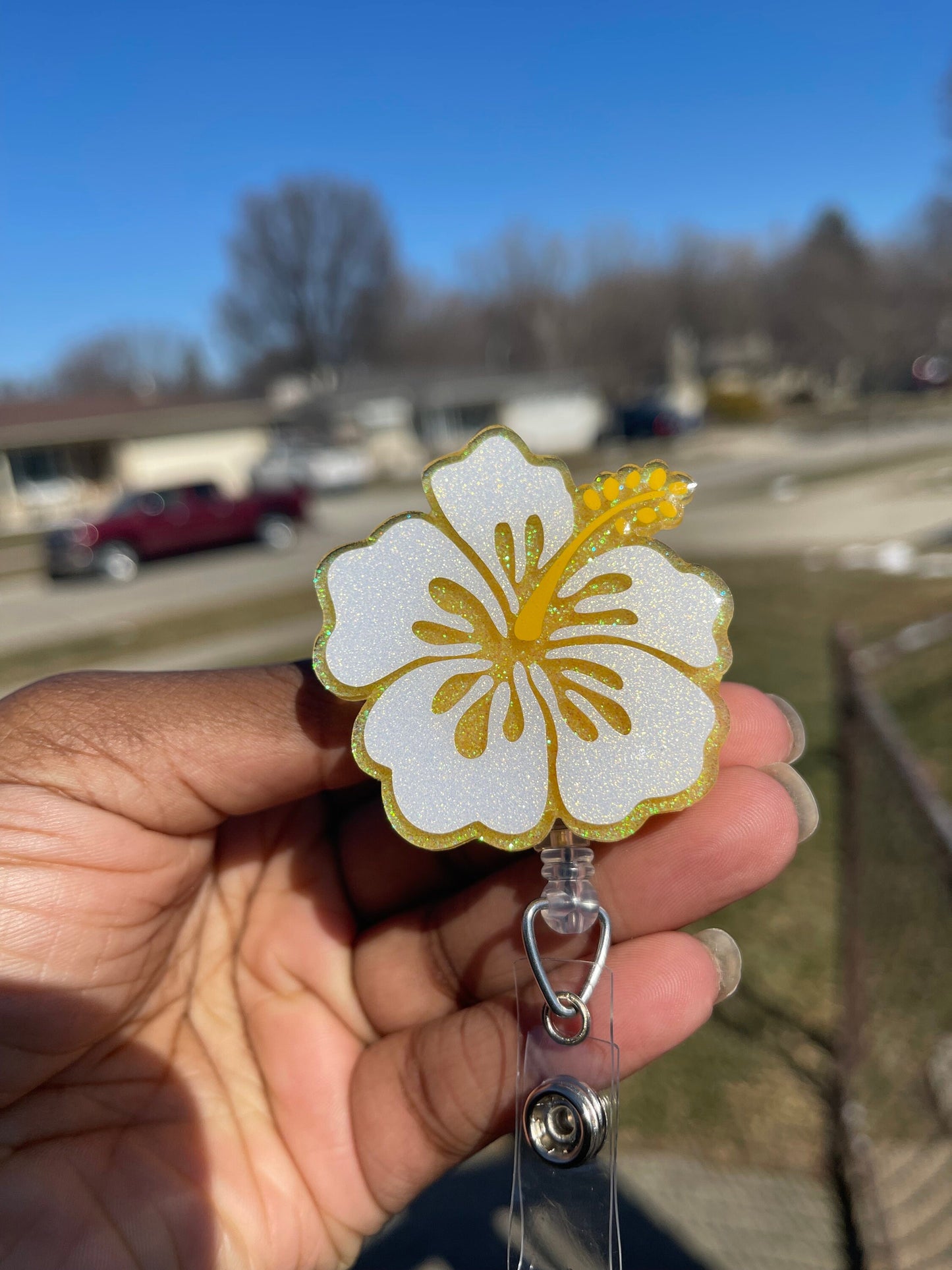 Hibiscus Flower Badge Reel