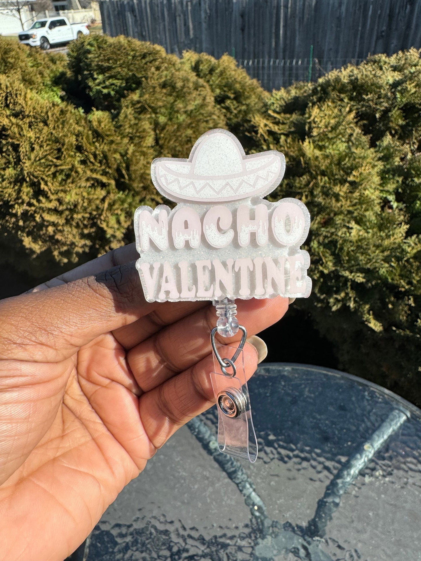 Nacho Valentine Retractable Badge Reel, ID badge holder, Name Badge Holder, Nurse Badge Holder