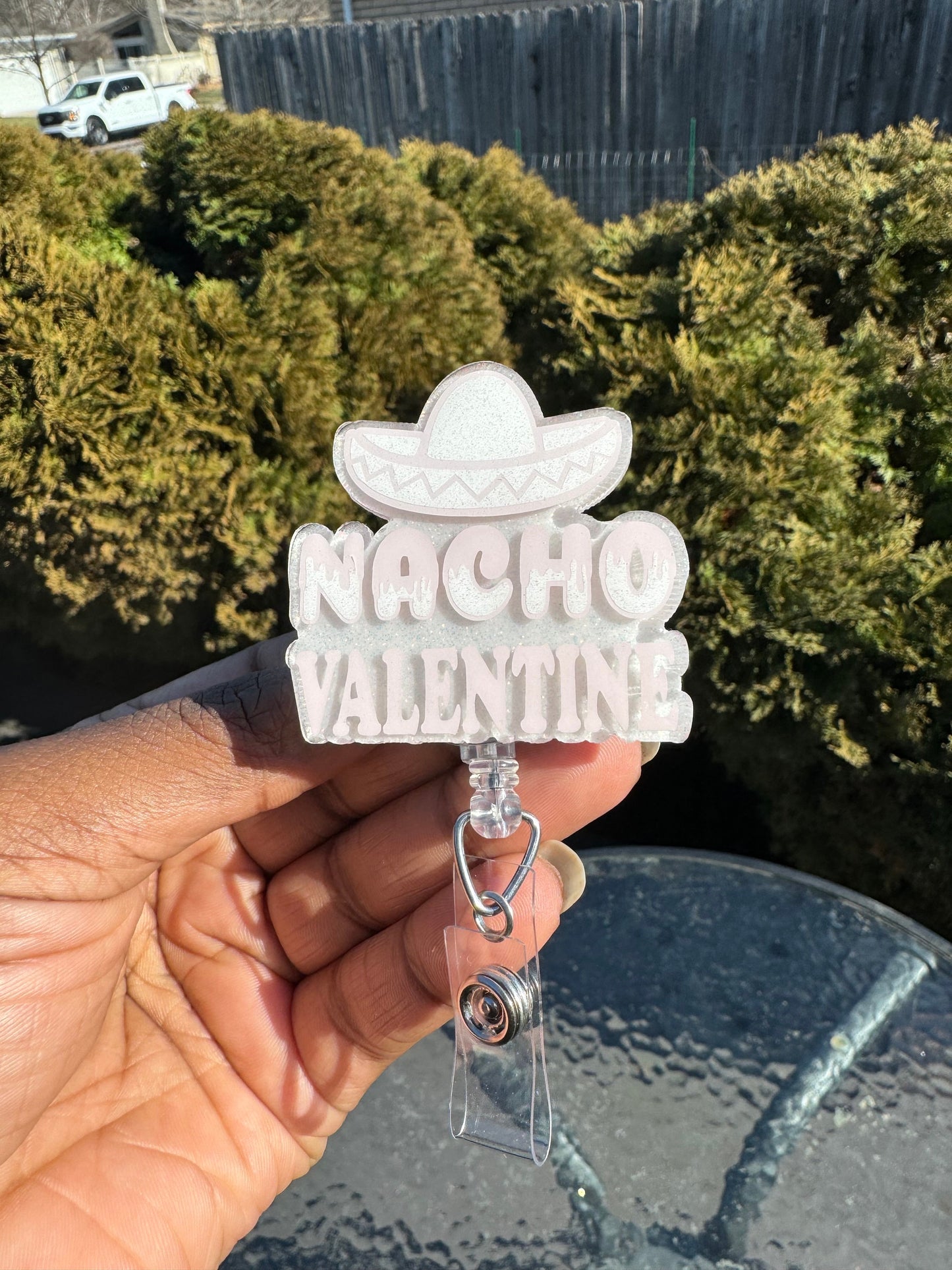 Nacho Valentine Retractable Badge Reel, ID badge holder, Name Badge Holder, Nurse Badge Holder