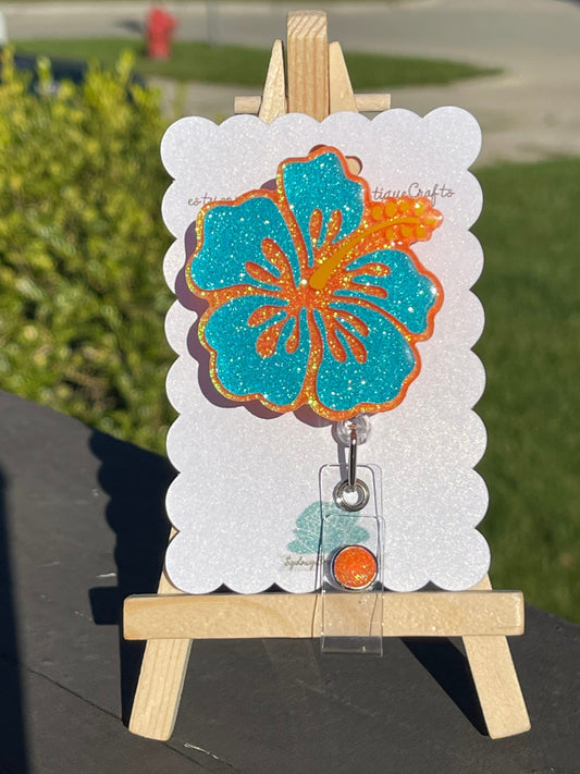Hibiscus Hawaiian Flower Retractable Badge Reel