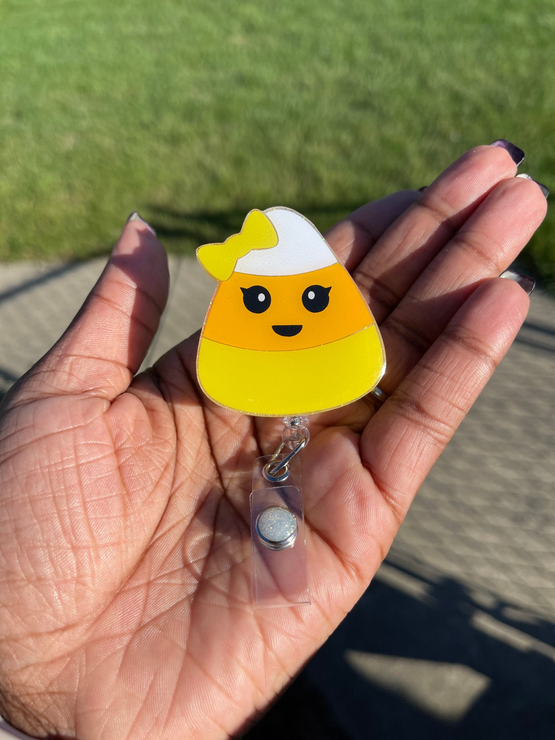 Candy Corn Retractable Badge Reel, Nurse Badge Holder, Halloween Badge Reel, Fall ID holder,