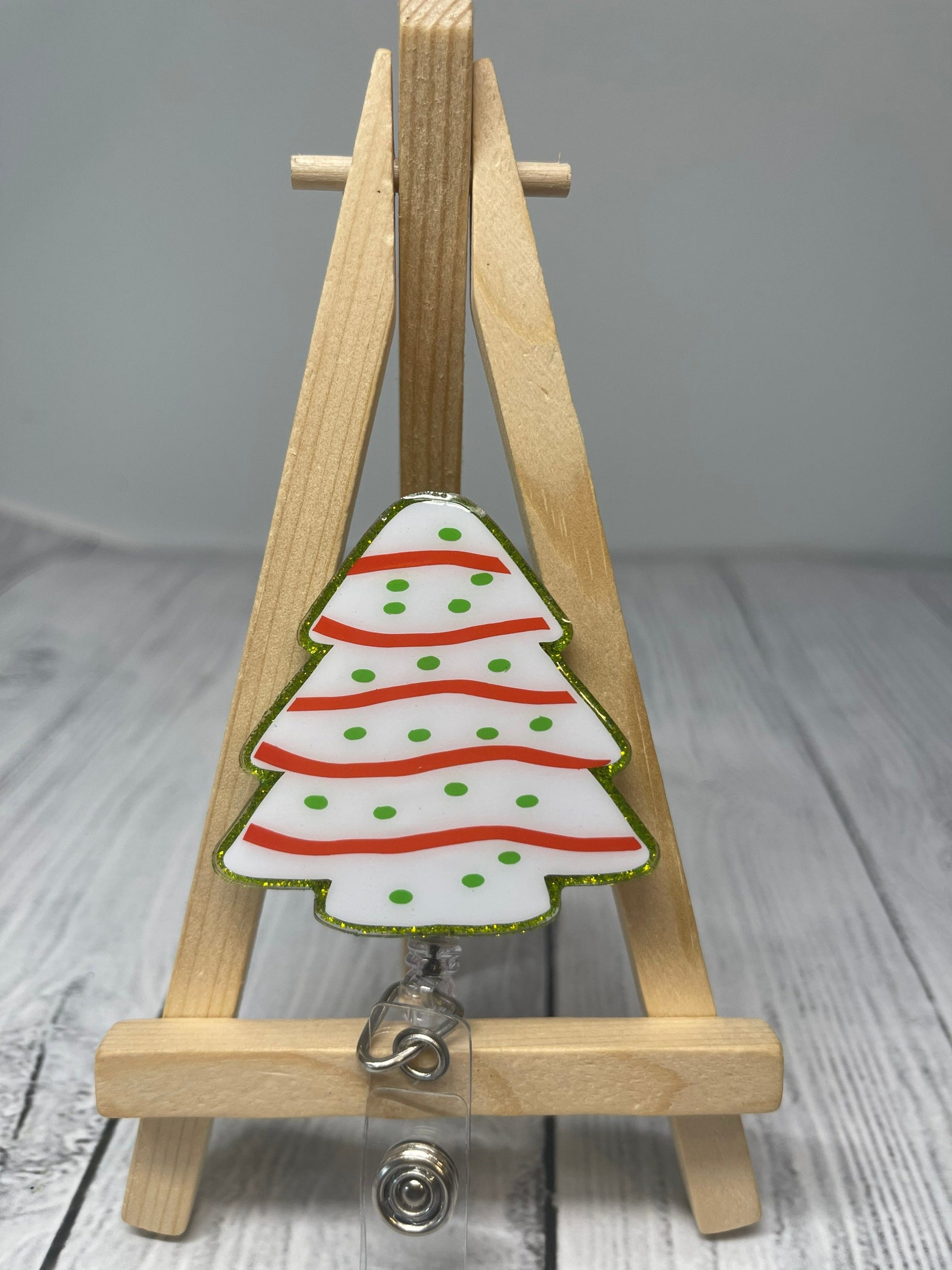Christmas Tree Cookie Retractable Badge Reel, Holiday ID Holder, Nurse Key Card, Christmas Badge Holder, Winter Accessories