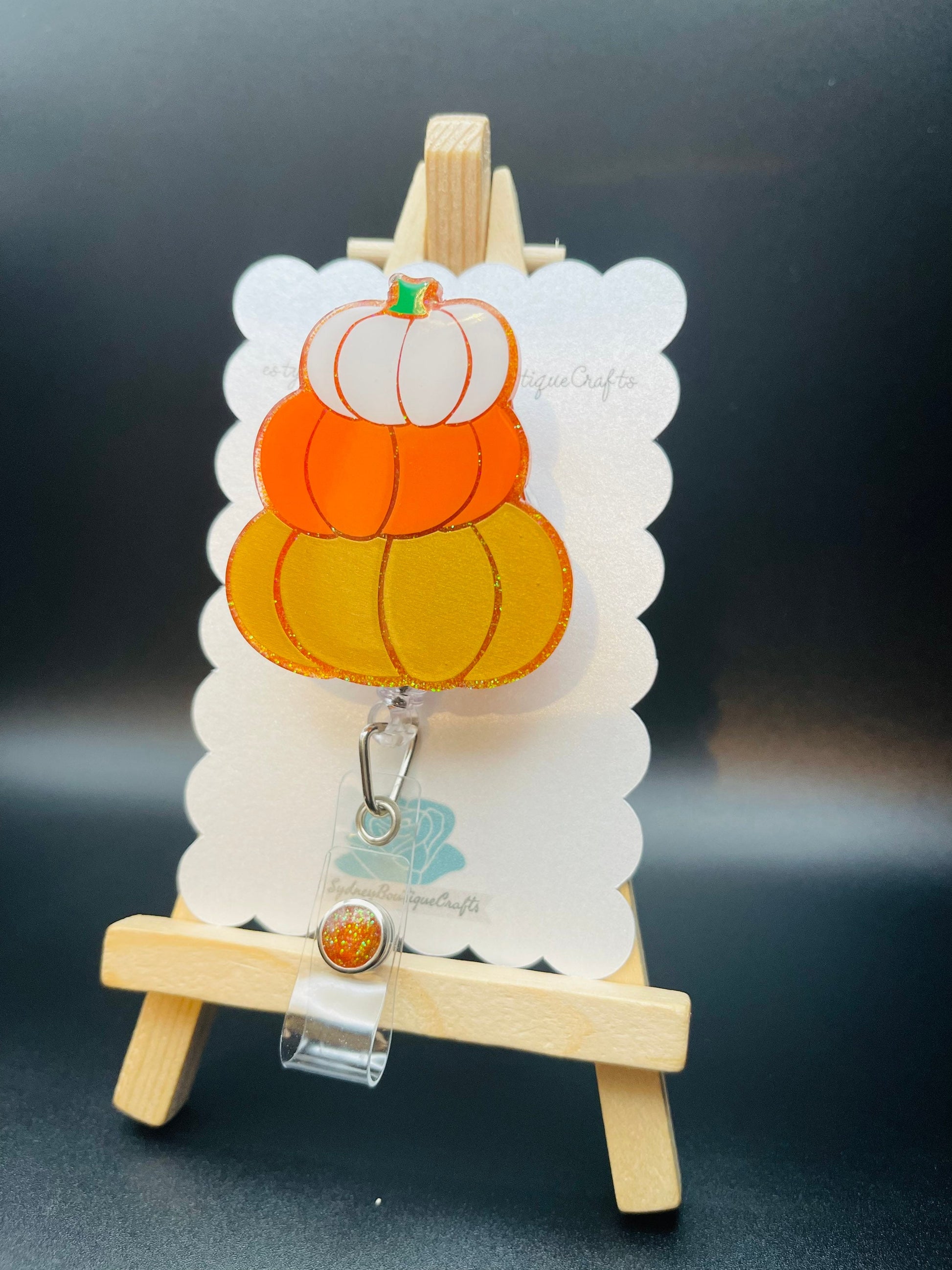 Stacked Pumpkin Retractable Badge Reel