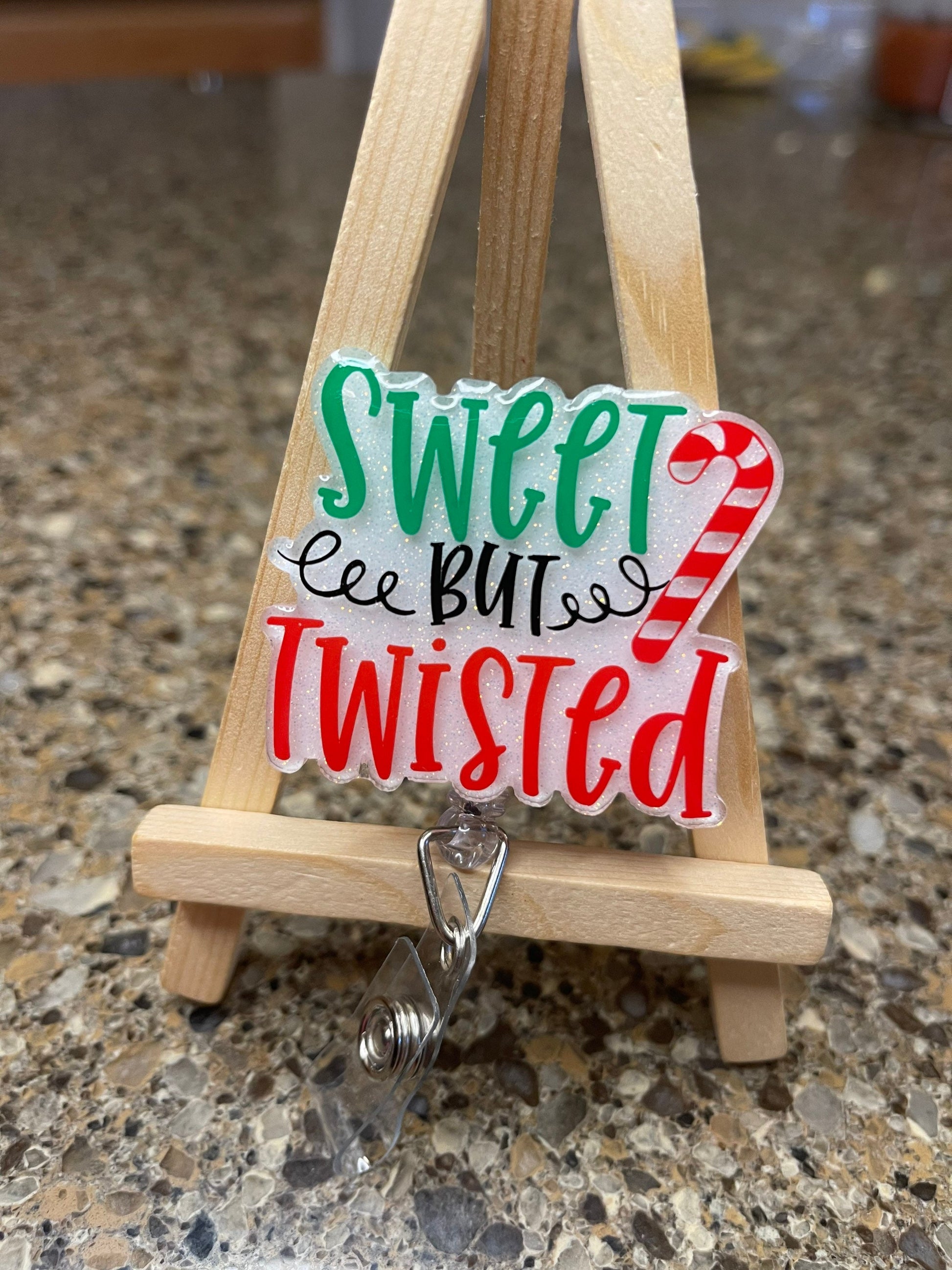 Sweet but Twisted Retractable Badge Reel| Holiday ID Badge Holder| Winter Holiday Gifts| Nurse ID Name Badge