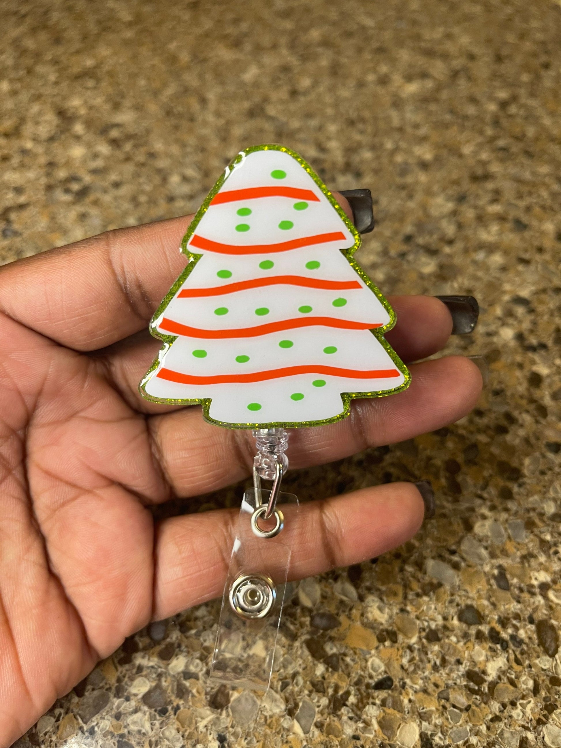 Christmas Tree Cookie Retractable Badge Reel, Holiday ID Holder, Nurse Key Card, Christmas Badge Holder, Winter Accessories
