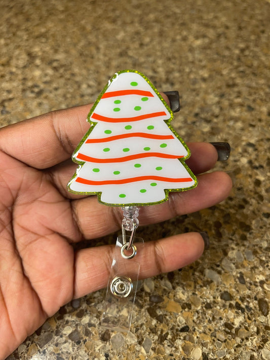 Christmas Tree Cookie Retractable Badge Reel, Holiday ID Holder, Nurse Key Card, Christmas Badge Holder, Winter Accessories