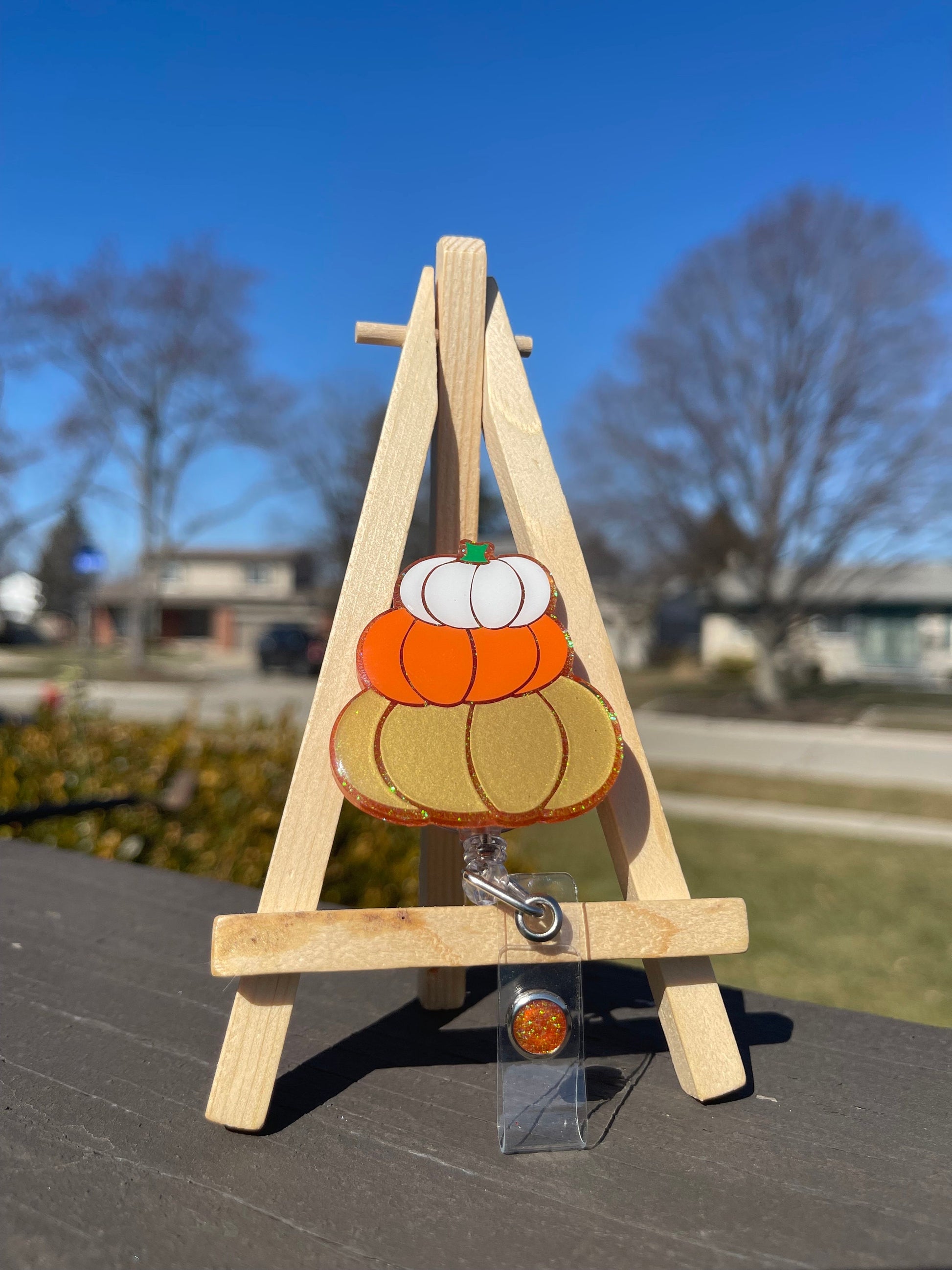 Stacked Pumpkin Retractable Badge Reel