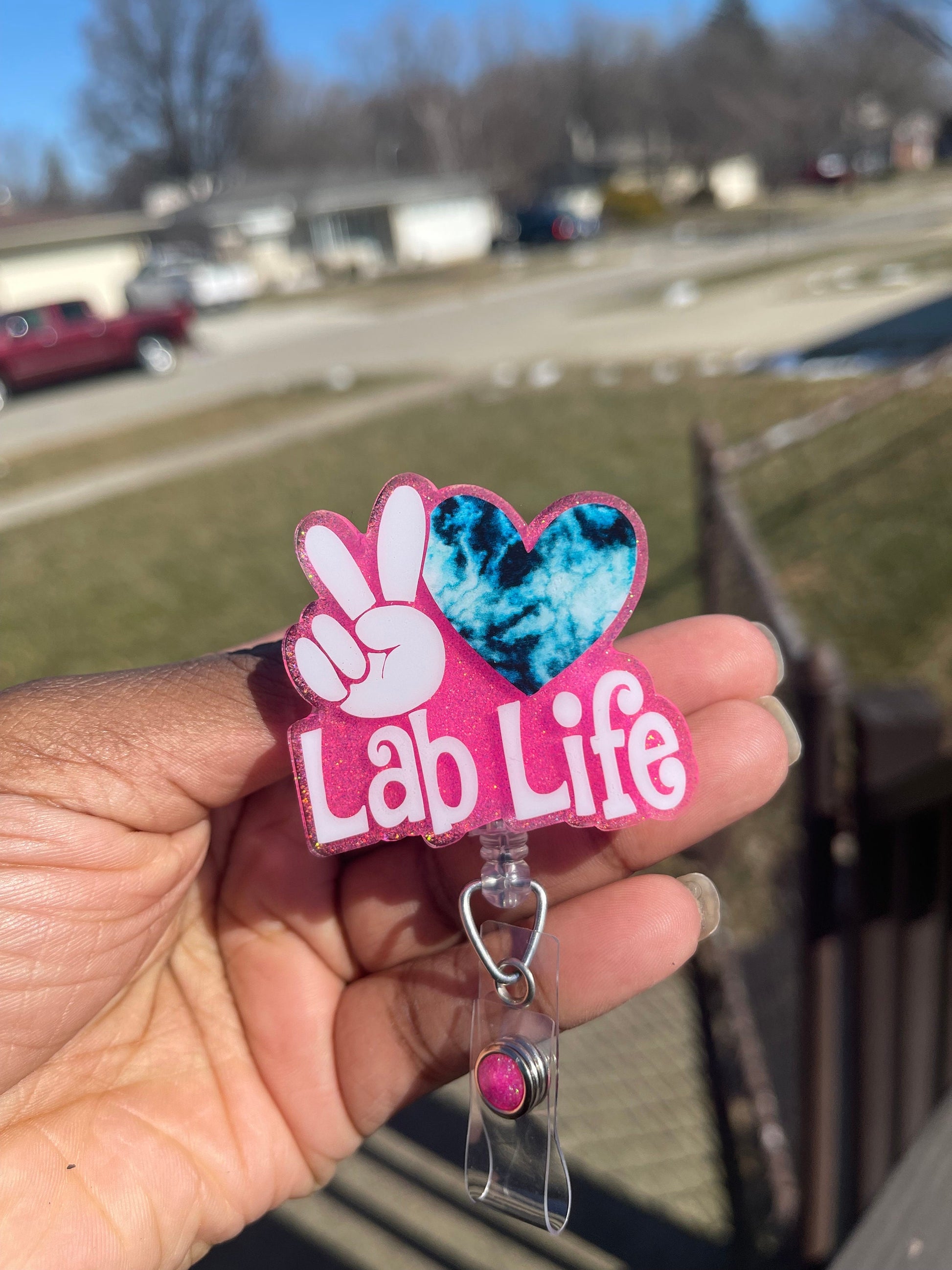 Peace Love Lab Life Retractable Badge Reel