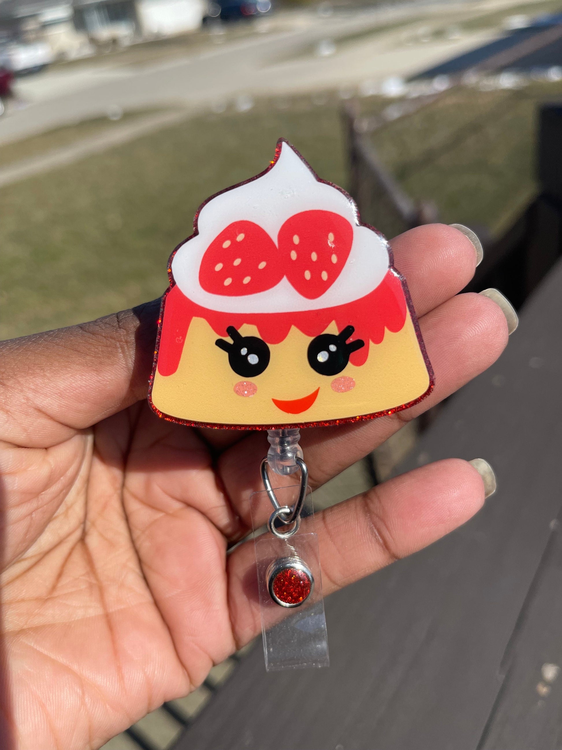 Strawberry Shortcake Badge Reel, Kawaii Food Badge Reel, RN ID Holder, Food Accessories