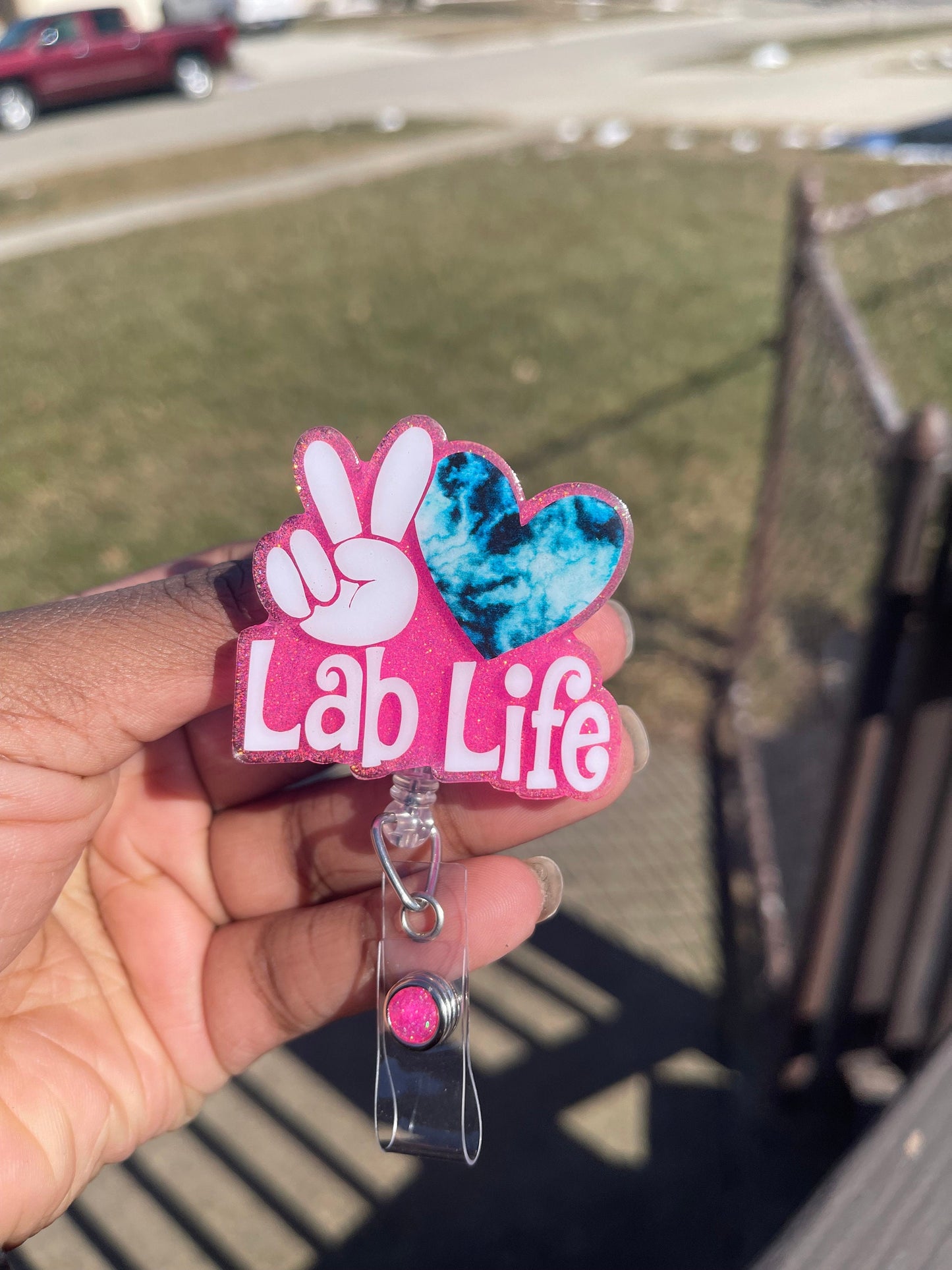 Peace Love Lab Life Retractable Badge Reel