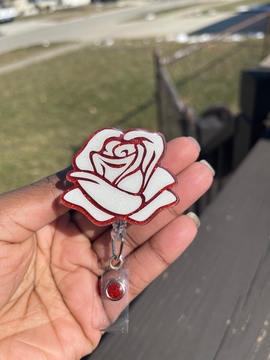 Rose Retractable Badge Reel, Spring time, Key Card Holder, RN ID Holder, Flower, Spring Accessories, Summertime, Medical Gift