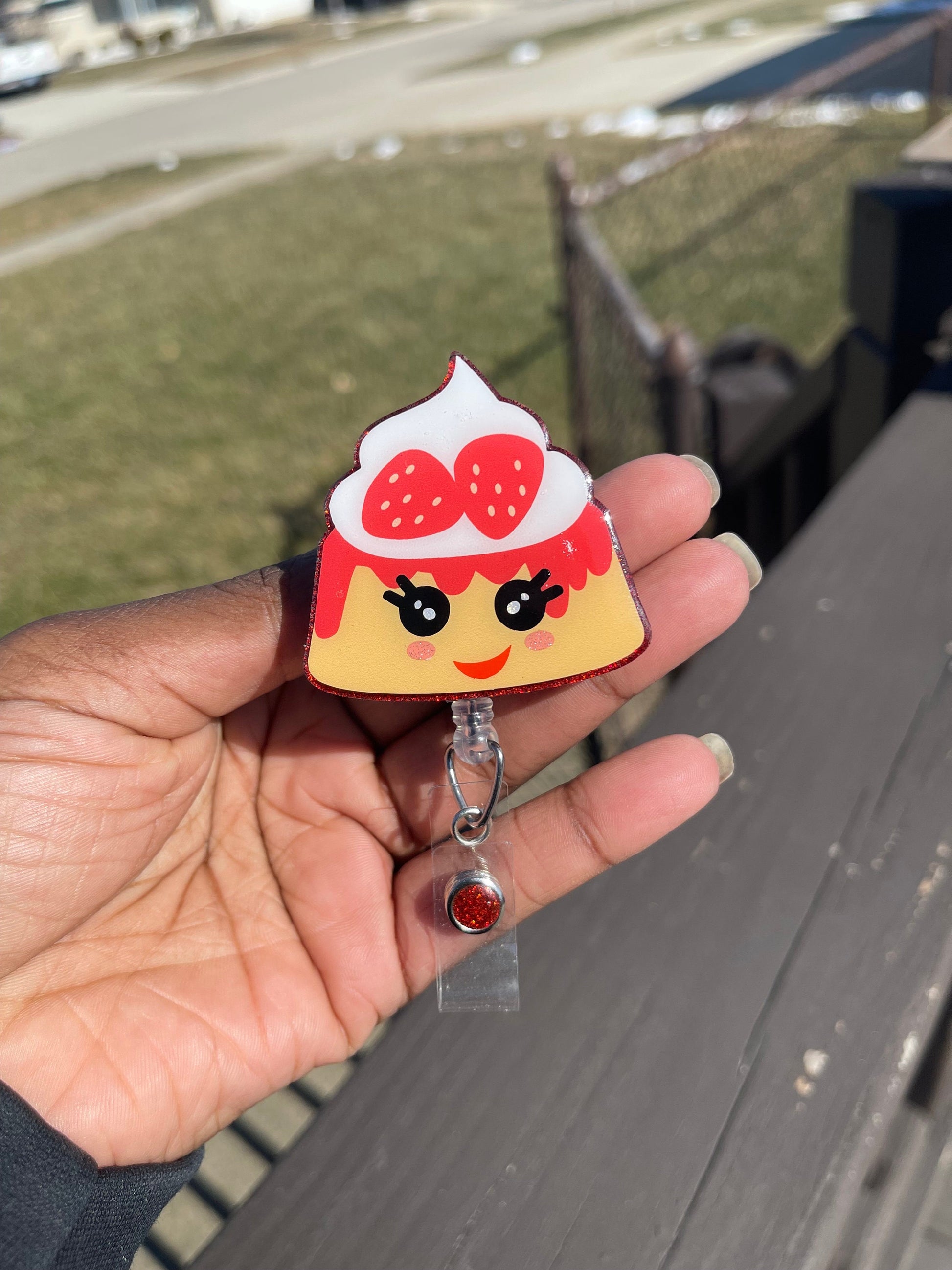 Strawberry Shortcake Badge Reel, Kawaii Food Badge Reel, RN ID Holder, Food Accessories