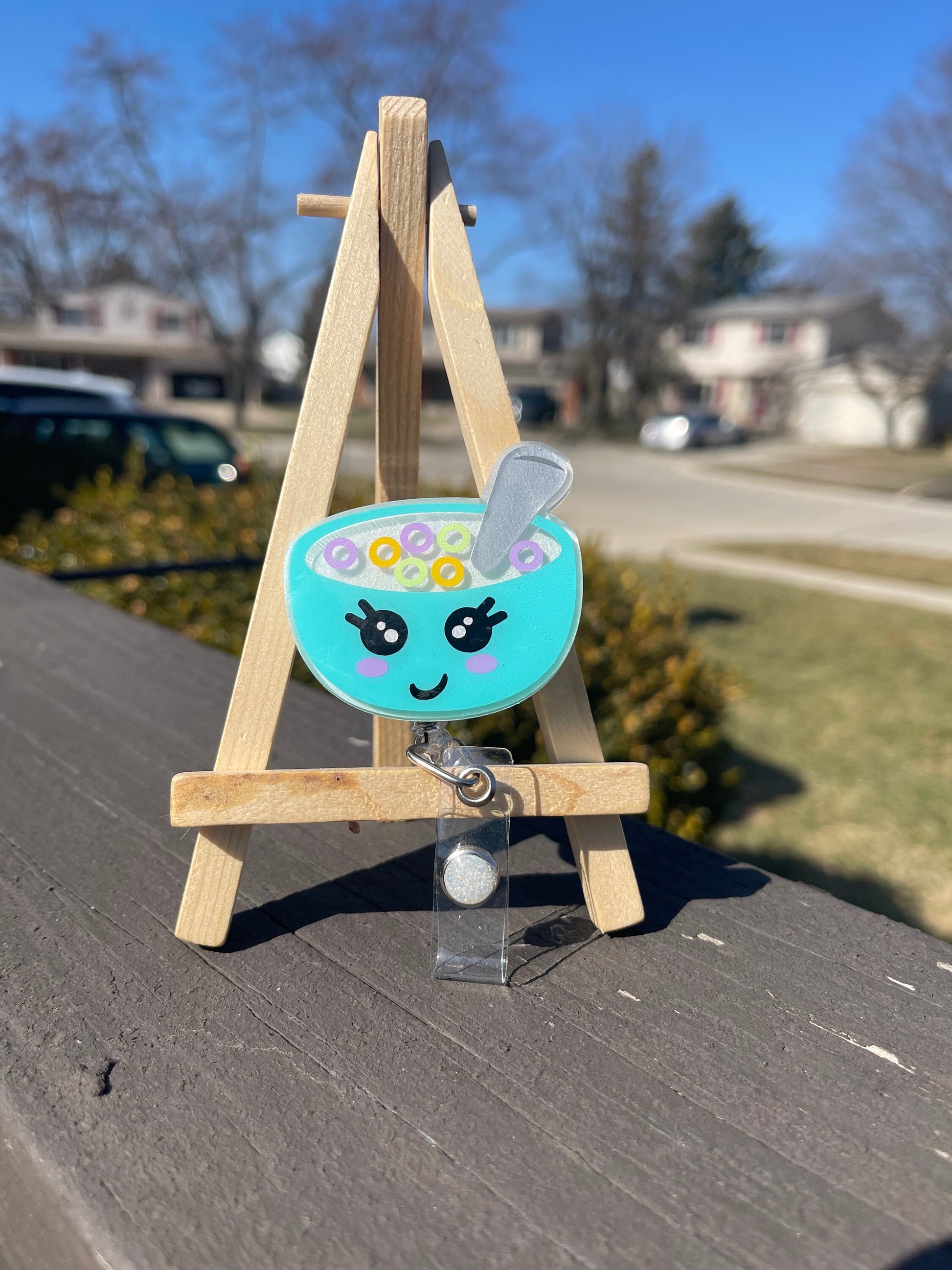Cereal Bowl Retractable Badge Reel, Kawaii Food ID Holder, Medical Gifts, Cute Food Badge Reel