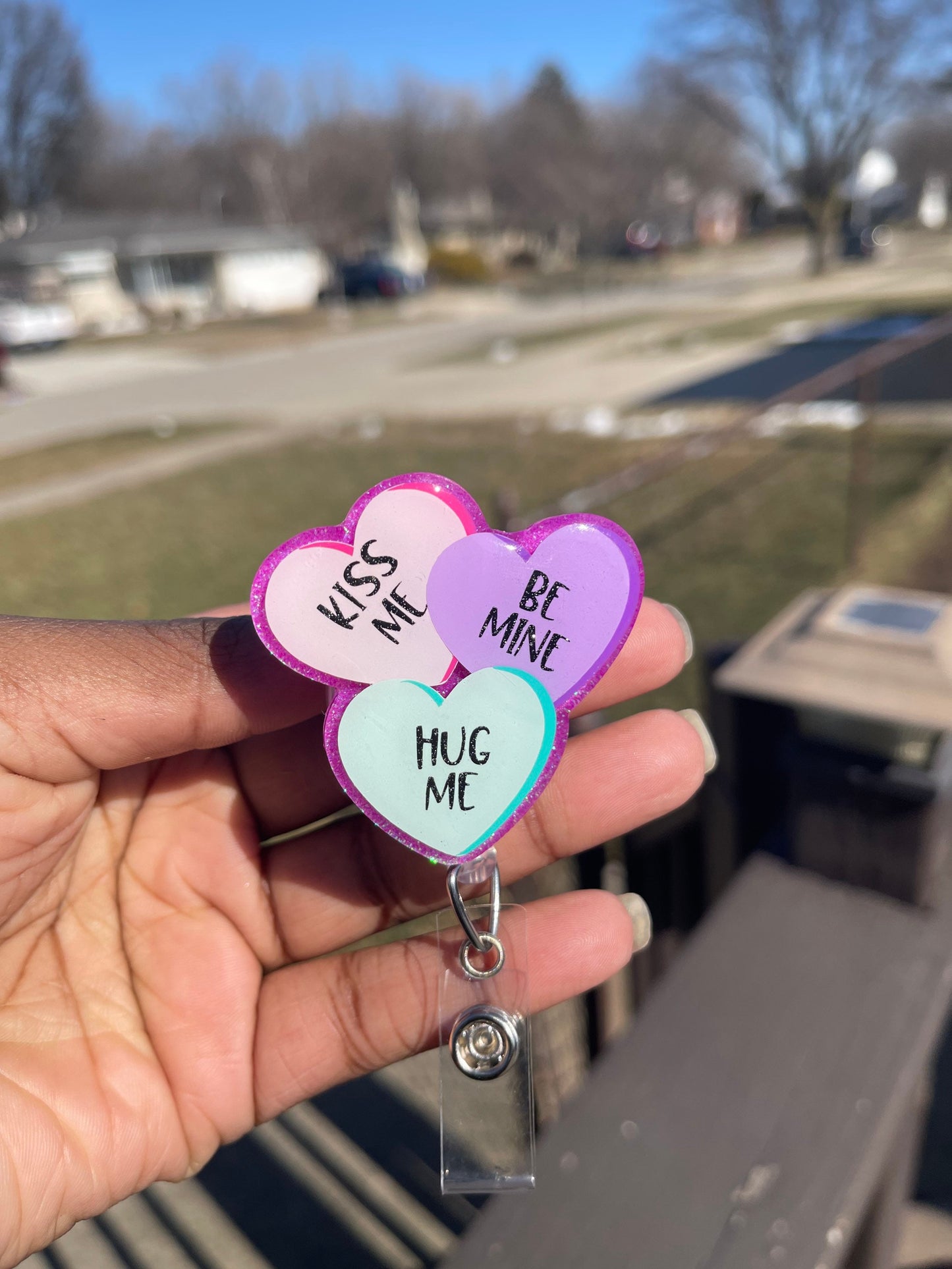 Conversation Candy Hearts Retractable Badge Reel, Valentine’s Day ID badge Holder, Cute Badge Reel,