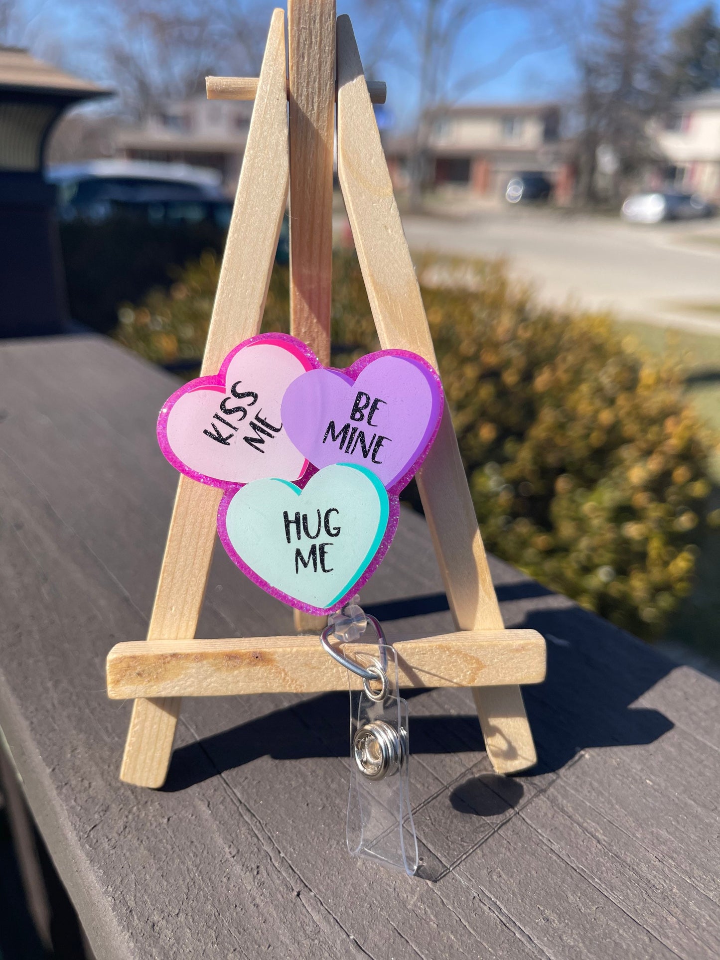 Conversation Candy Hearts Retractable Badge Reel, Valentine’s Day ID badge Holder, Cute Badge Reel,