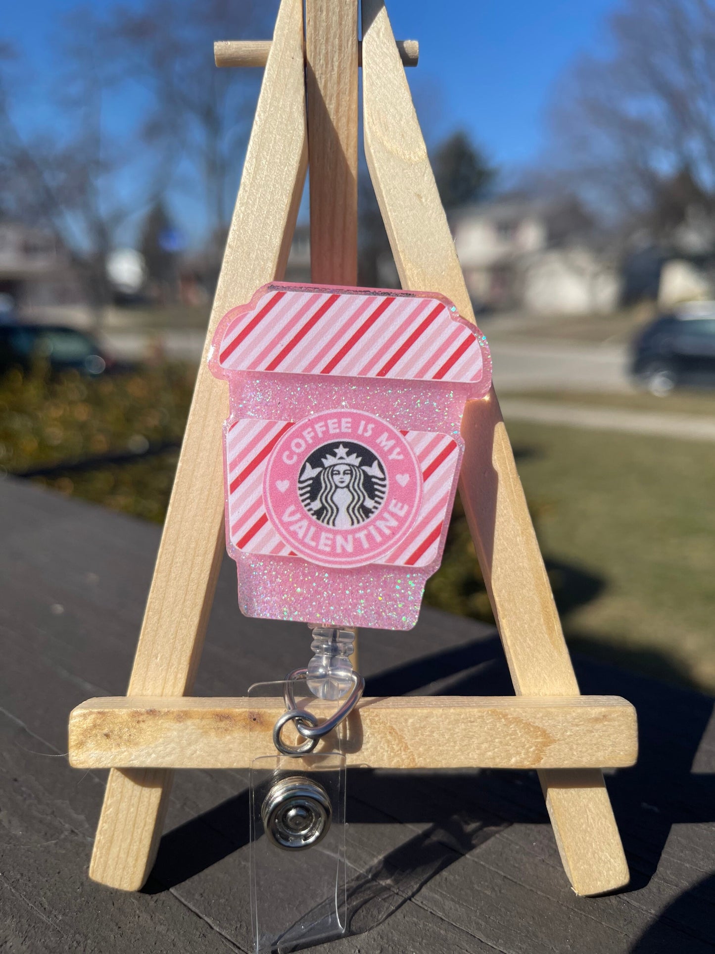 Valentines To Go Coffee Cup Retractable Badge Reel
