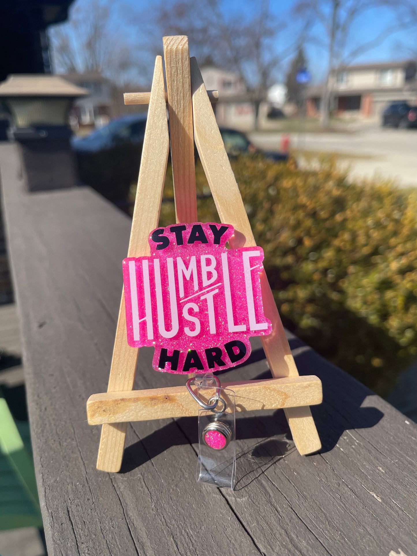 Stay Humble Retractable Badge Reel, Hustler ID Holder, RN Key Card Holder, Shift Work Badge Reel