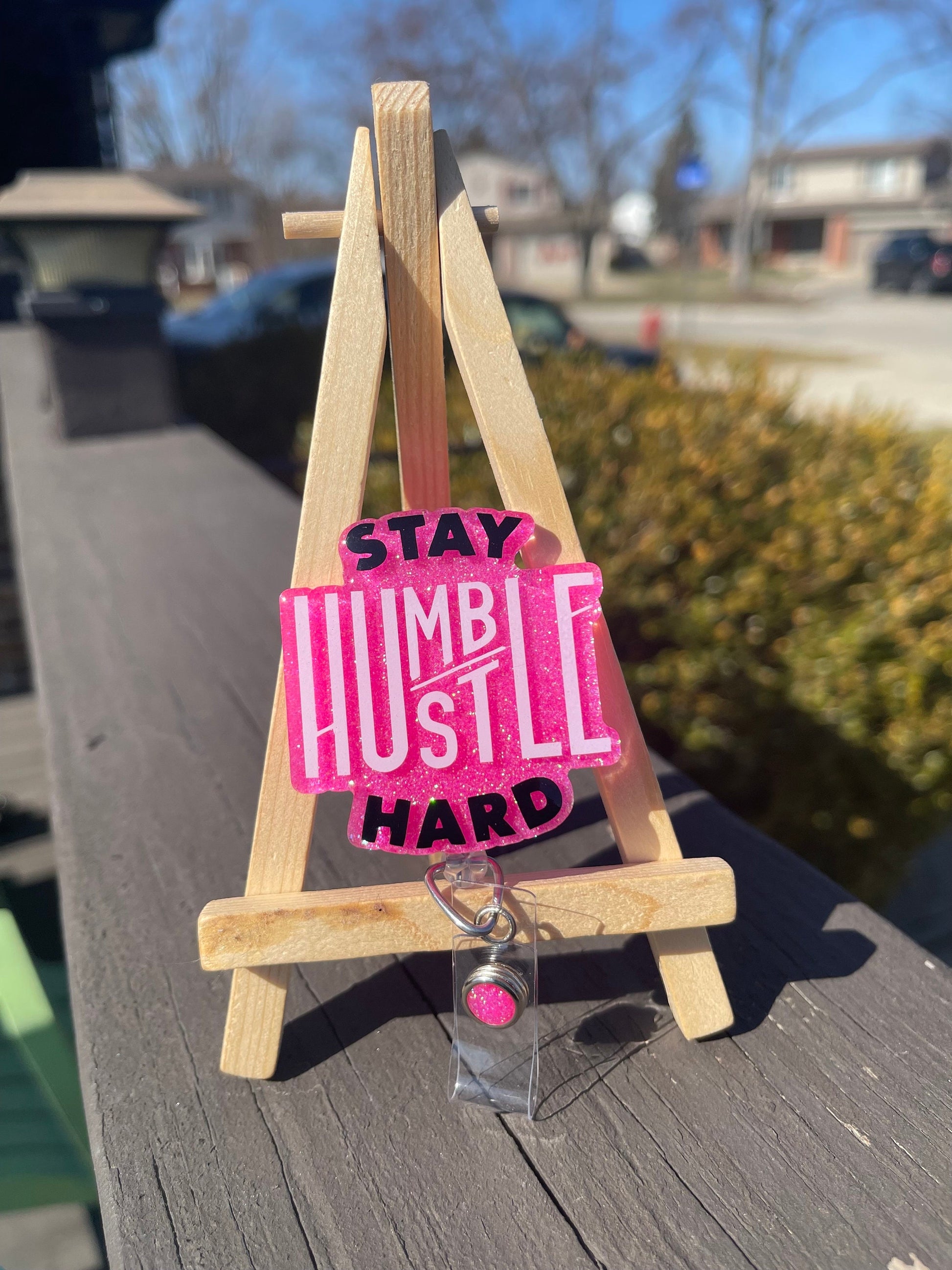 Stay Humble Retractable Badge Reel, Hustler ID Holder, RN Key Card Holder, Shift Work Badge Reel