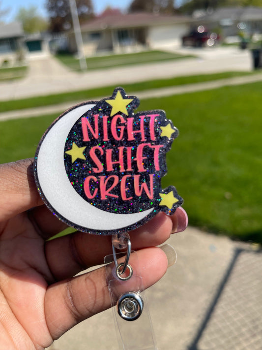 Night Shift Crew Retractable Badge Reel, Night Shift Gift, Night Shift ID Holder