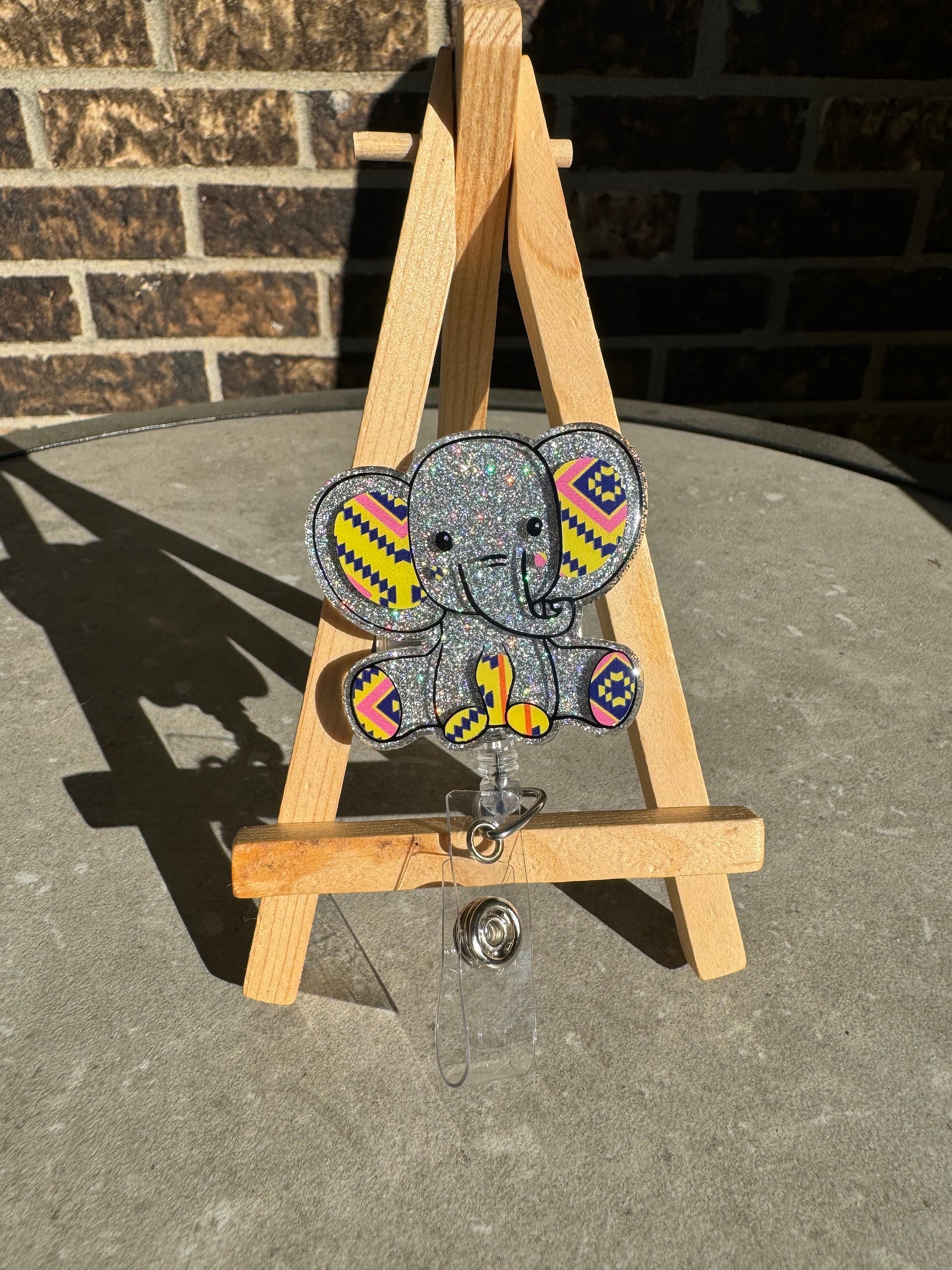 Sitting Elephant Retractable Badge Reel
