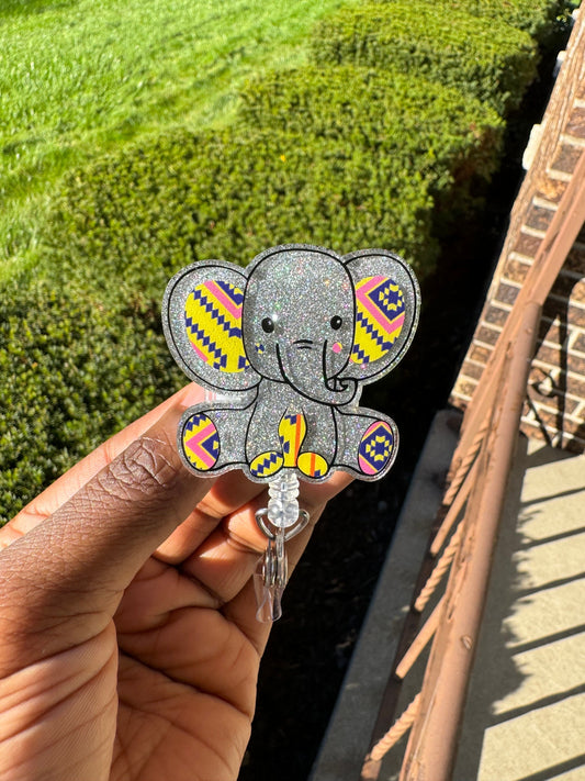 Sitting Elephant Retractable Badge Reel
