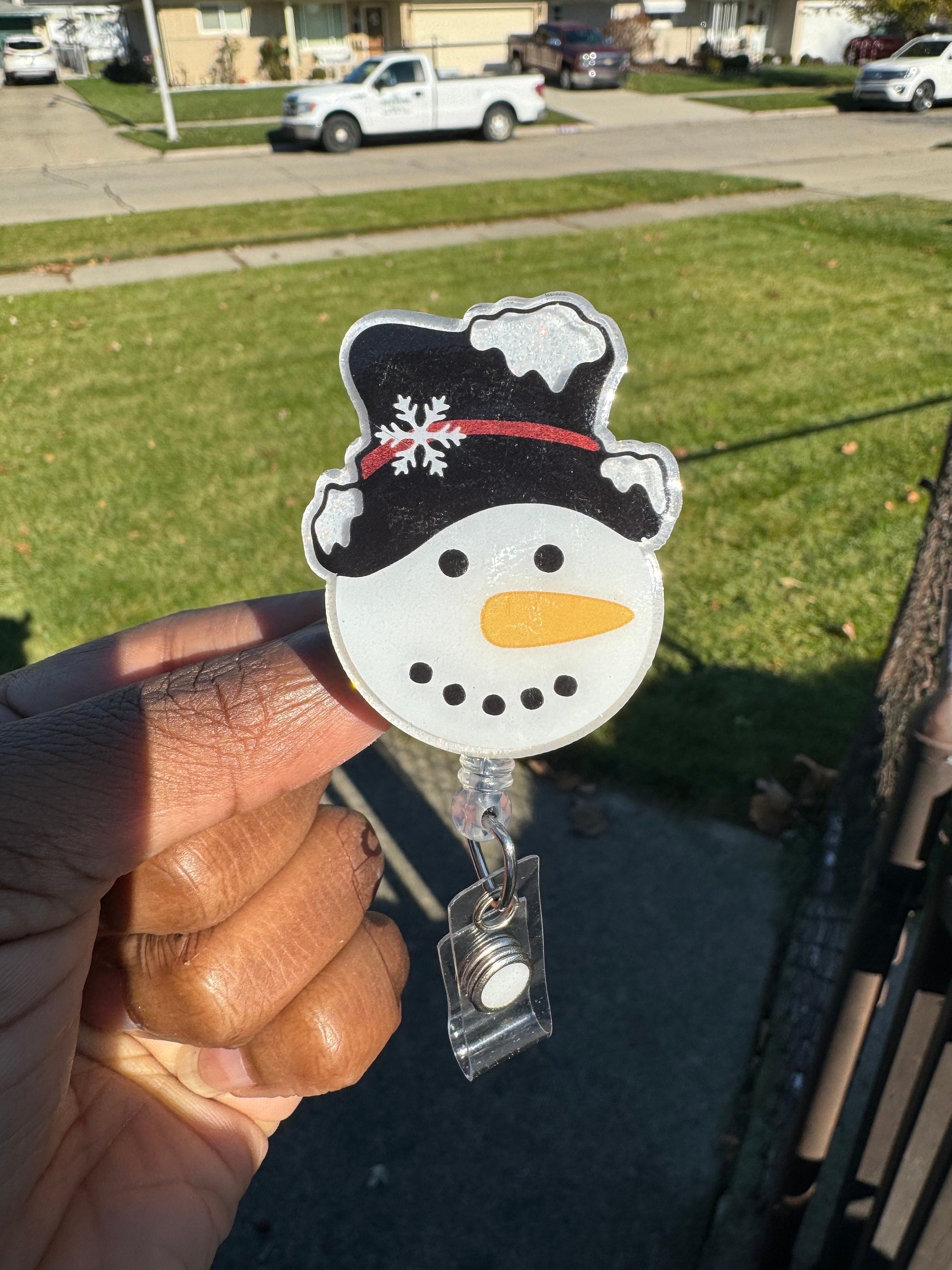 Snowman badge reel