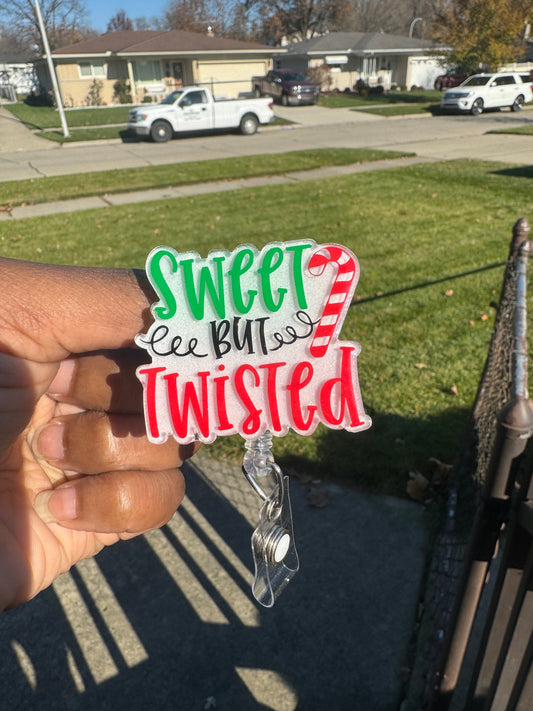Sweet but Twisted Retractable Badge Reel| Holiday ID Badge Holder| Winter Holiday Gifts| Nurse ID Name Badge